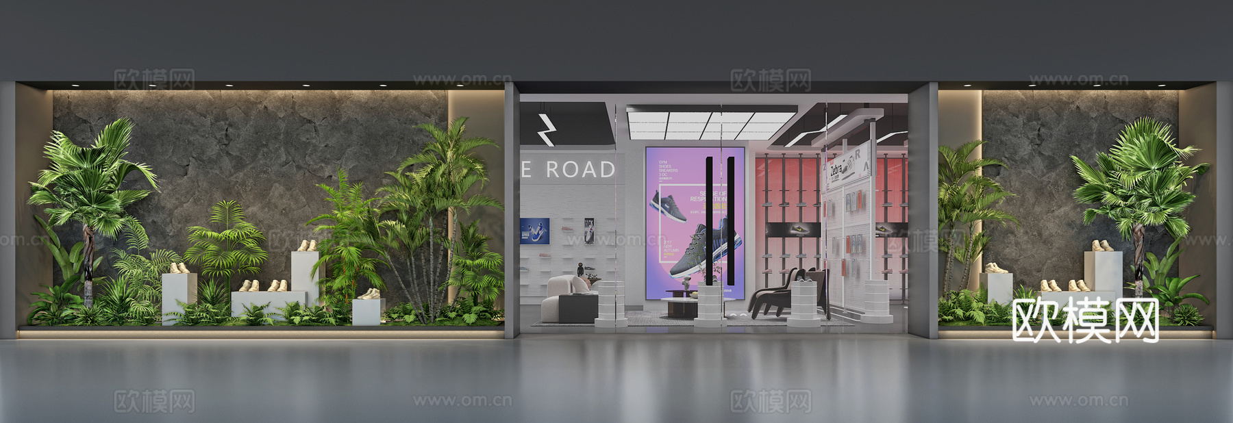 橱窗展示绿植景观绿植造景su模型