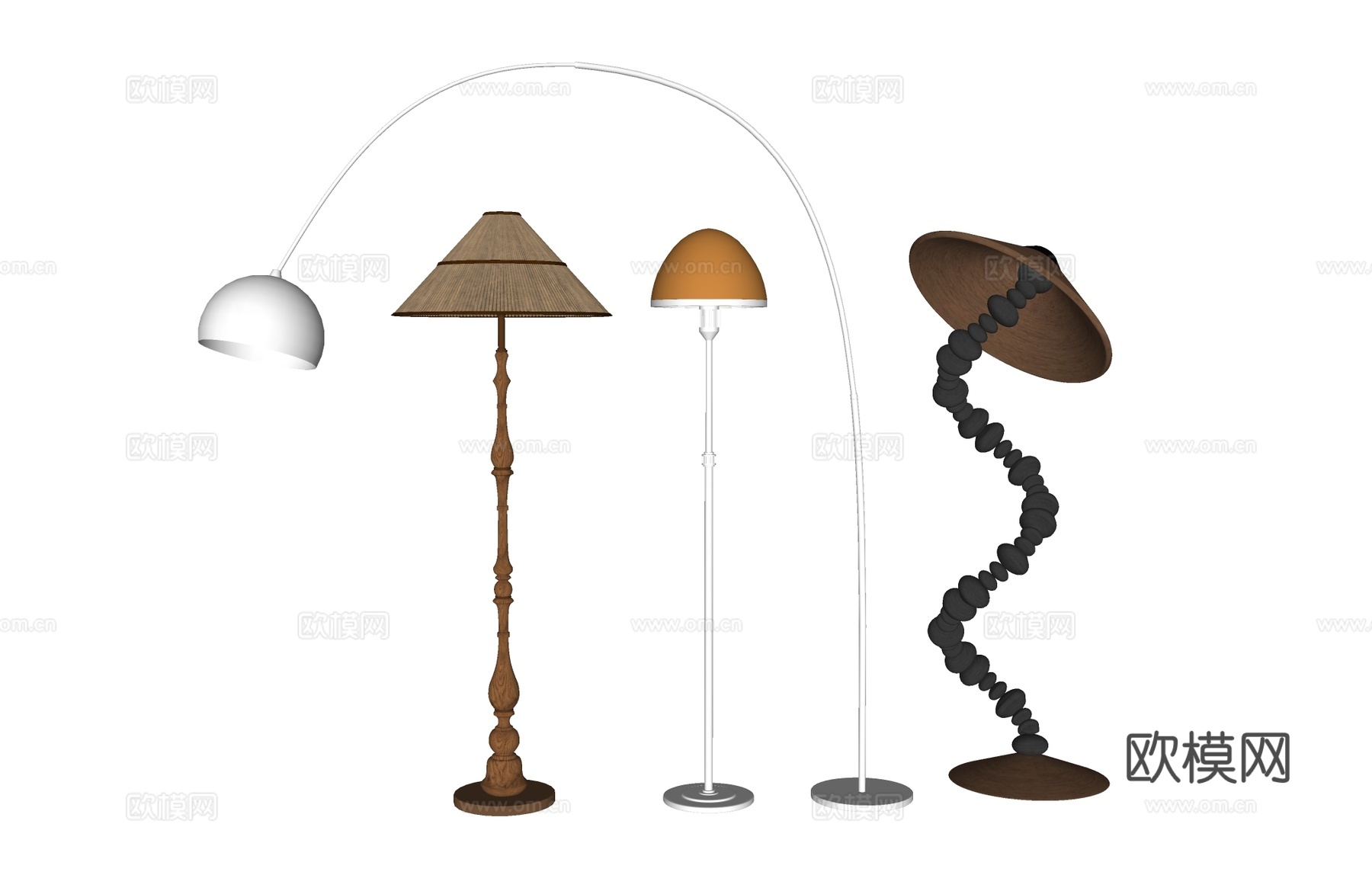 落地灯装饰灯台灯  阅读灯钓鱼灯su模型下载（渲染图2）