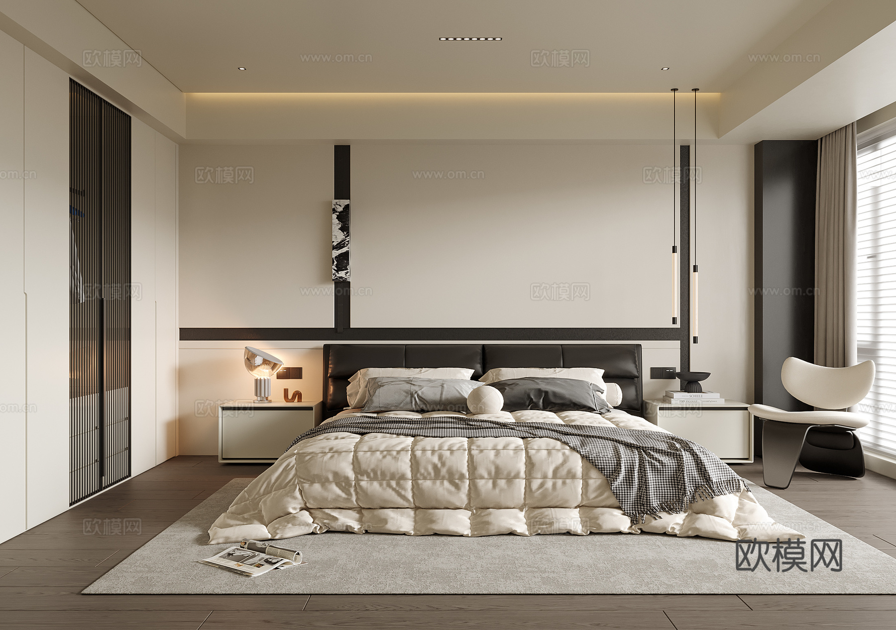 现代卧室3d模型下载