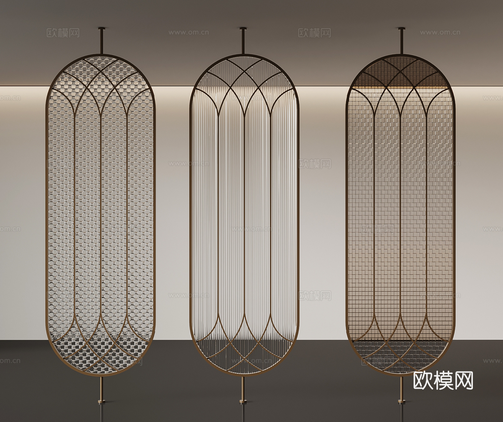 法式隔断 玄关隔断 玻璃隔断su模型