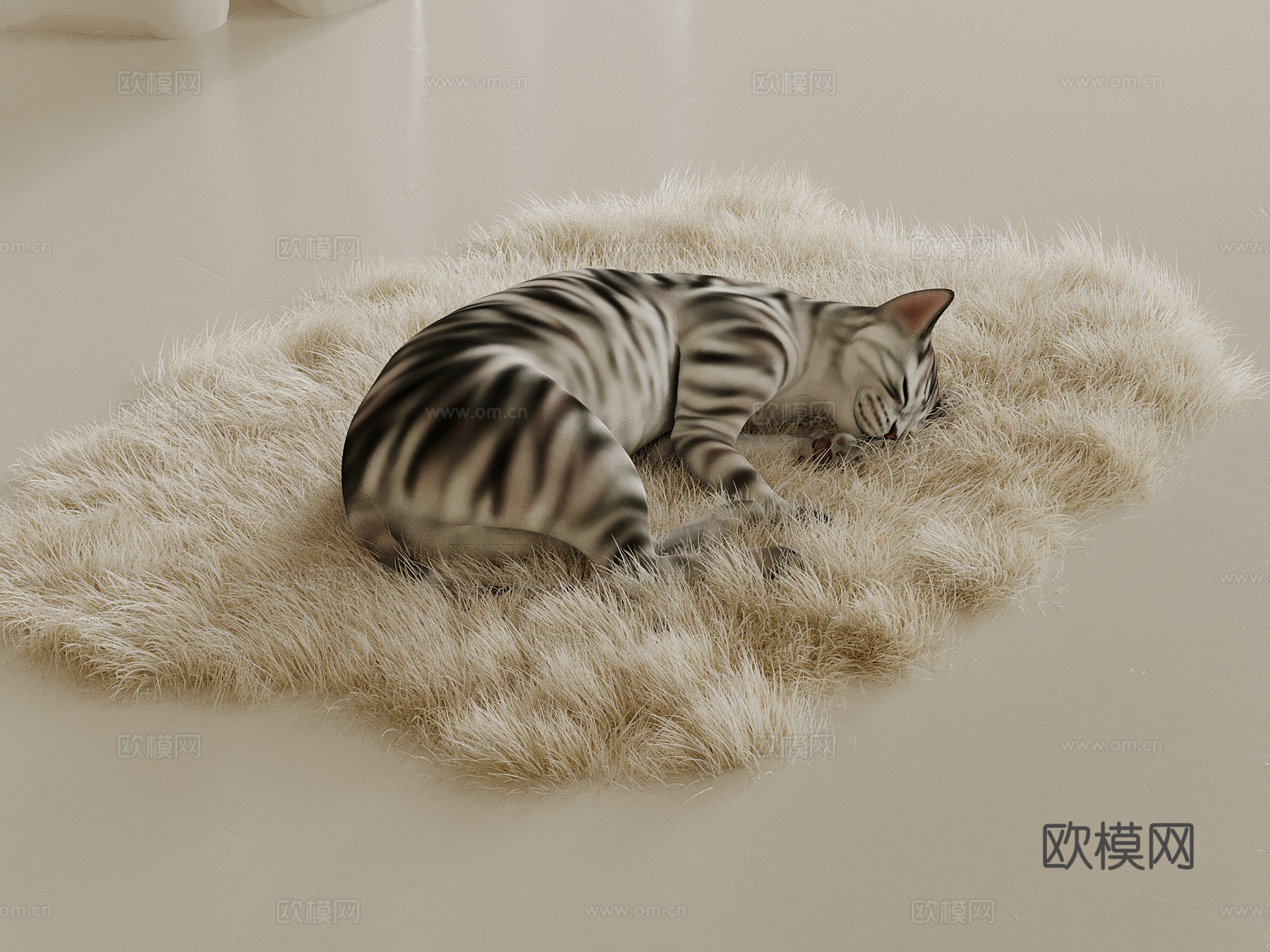 猫 现代动物猫 地毯su模型
