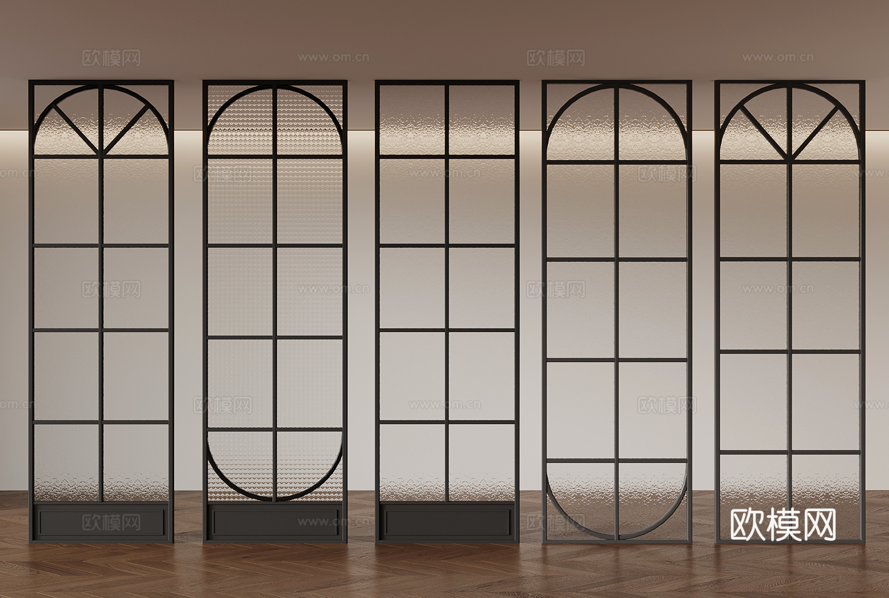 法式隔断 玄关隔断 玻璃隔断3d模型