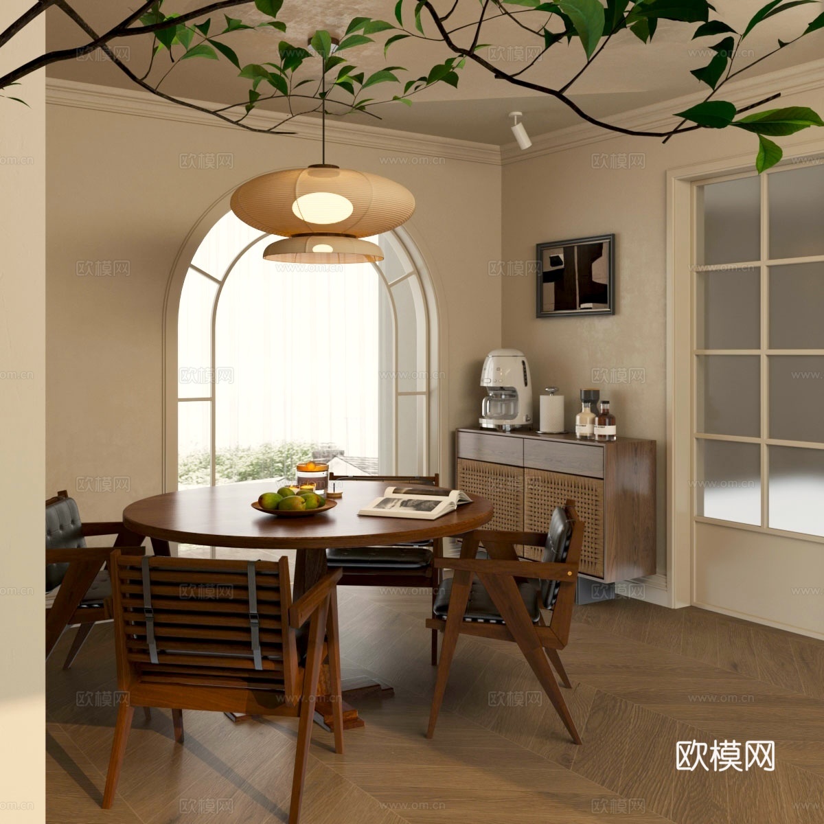 中古复古家居餐厅 中古风餐厅 开放式餐厅 复古风餐厅 餐桌椅su模型