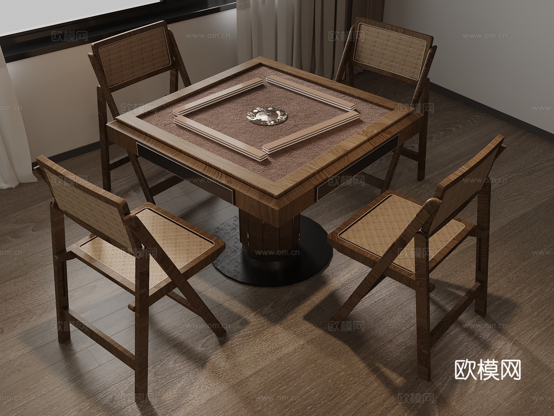 麻将桌 诧寂风麻将桌 棋牌桌su模型