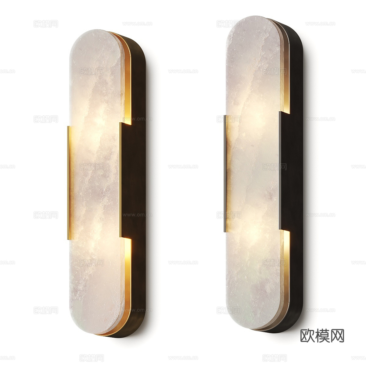 新中式轻奢透光石装饰壁灯3d模型