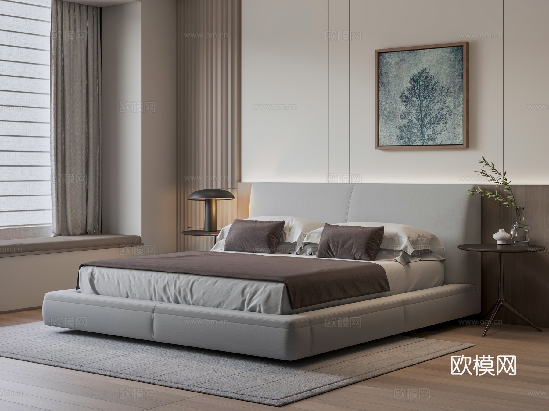 B&amp;B Italia Richard 布艺双人床 地台床 主3d模型