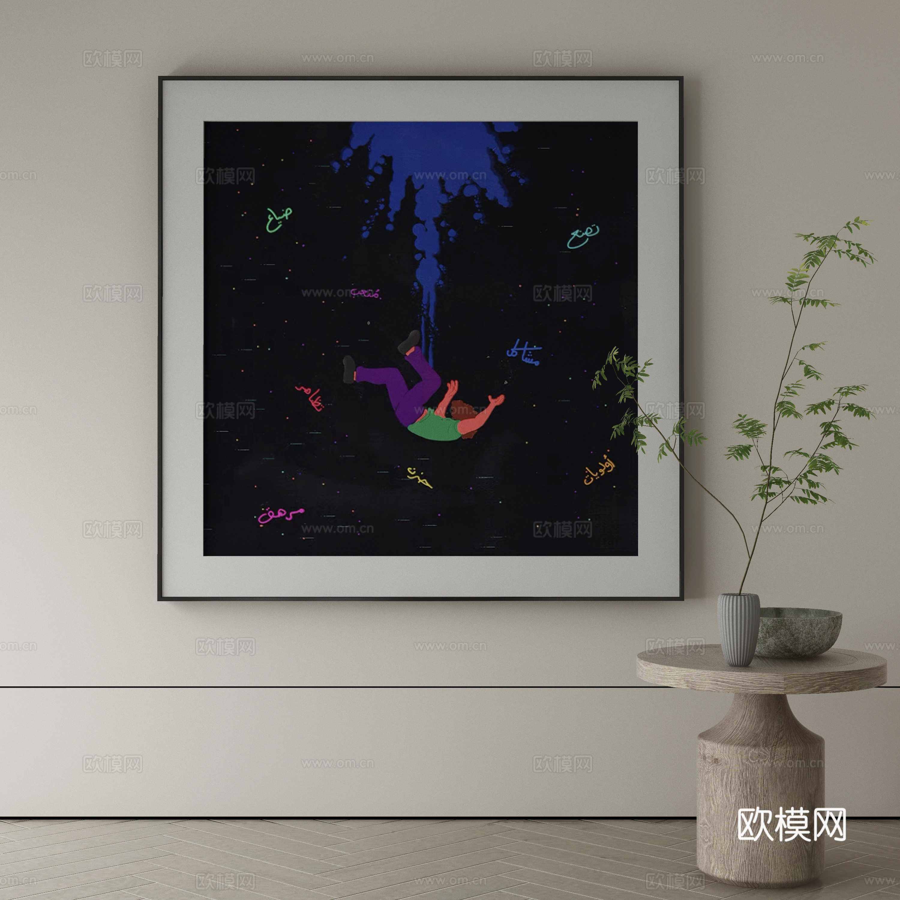 现代侘寂挂画 油画3d模型下载