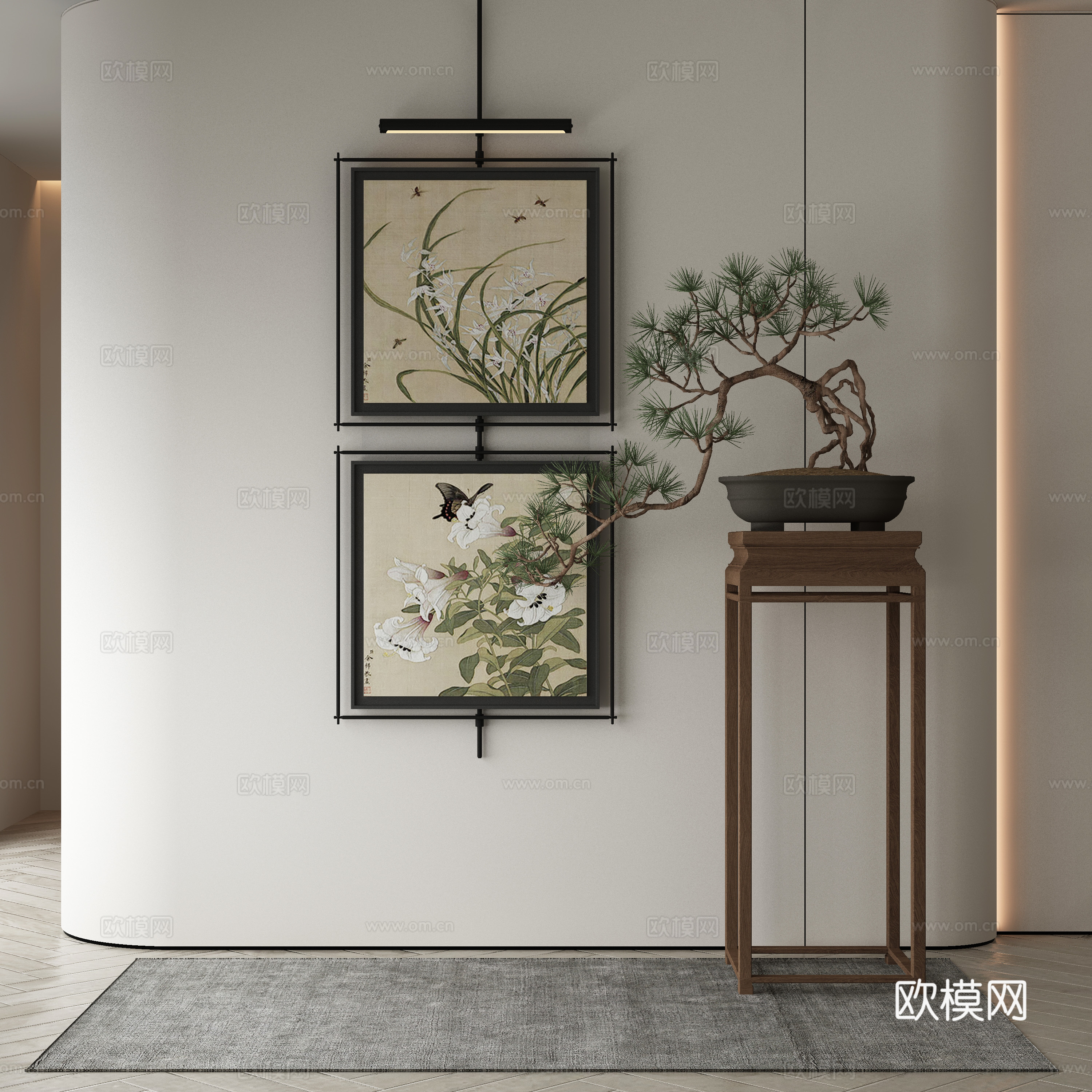 新中式侘寂挂画 油画3d模型