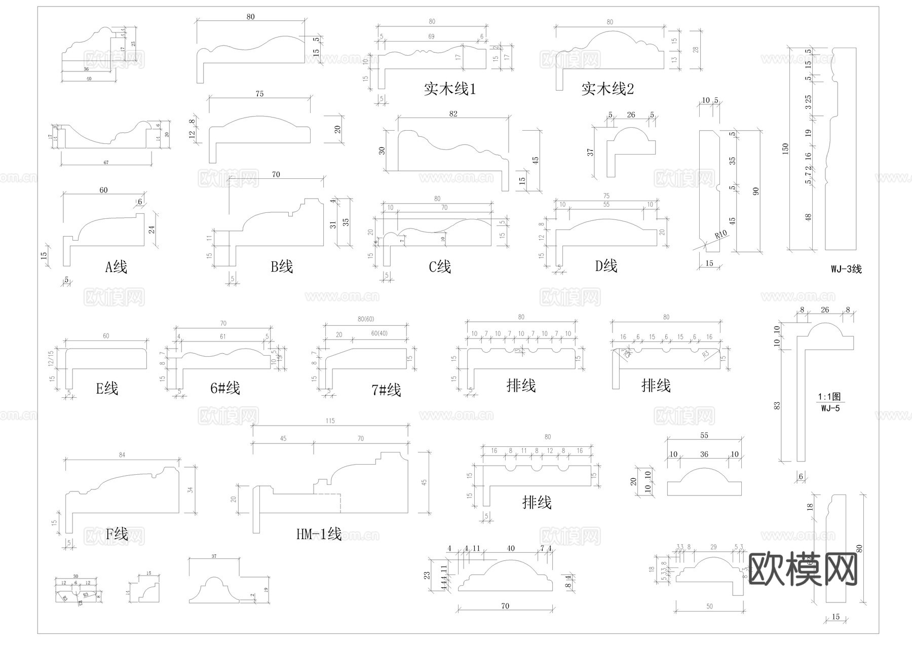 门套线条CAD图库cad施工图