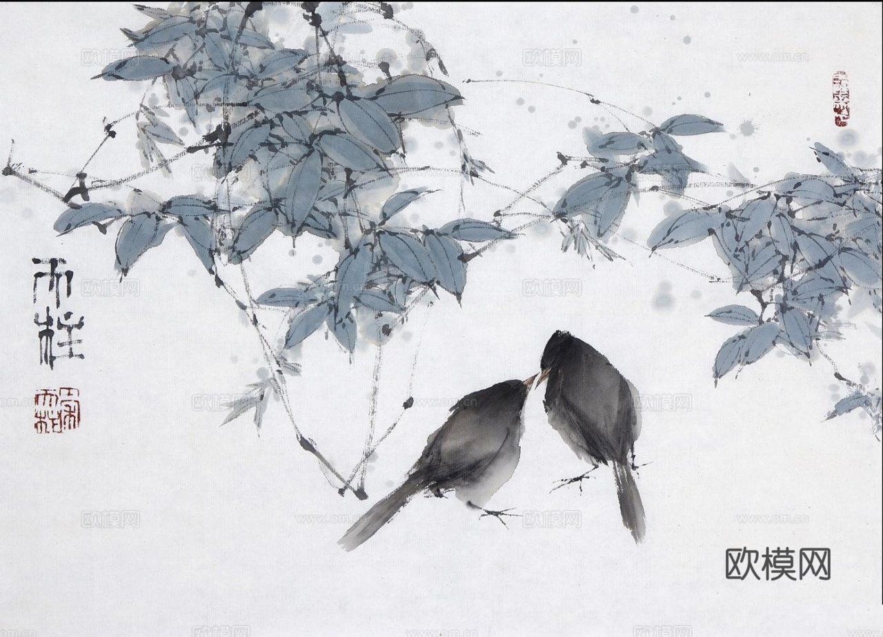 中式花鸟装饰画贴图