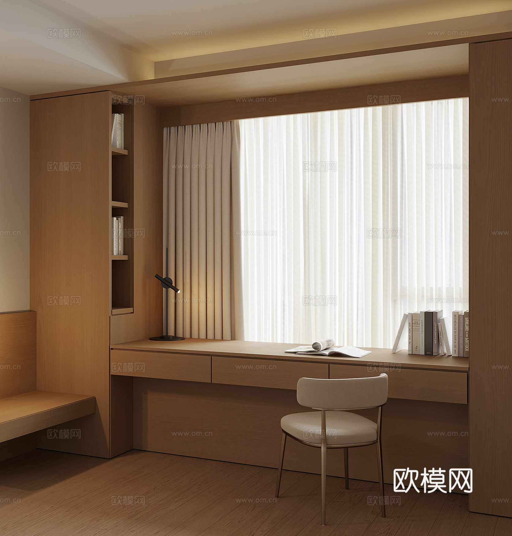 现代飘窗书桌柜3d模型