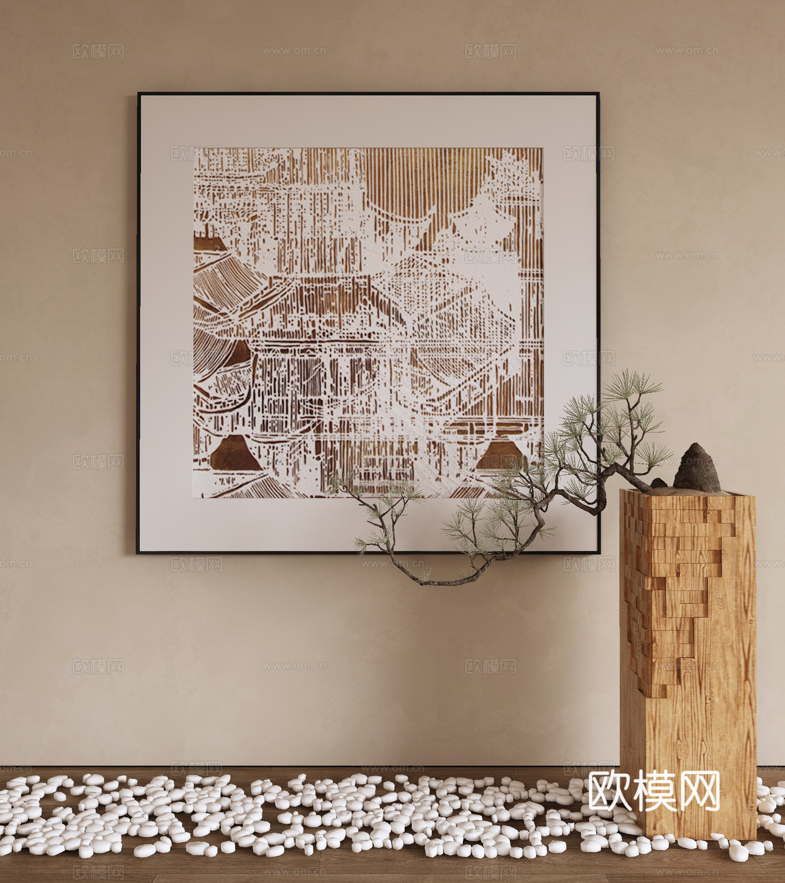 新中式装饰画3d模型