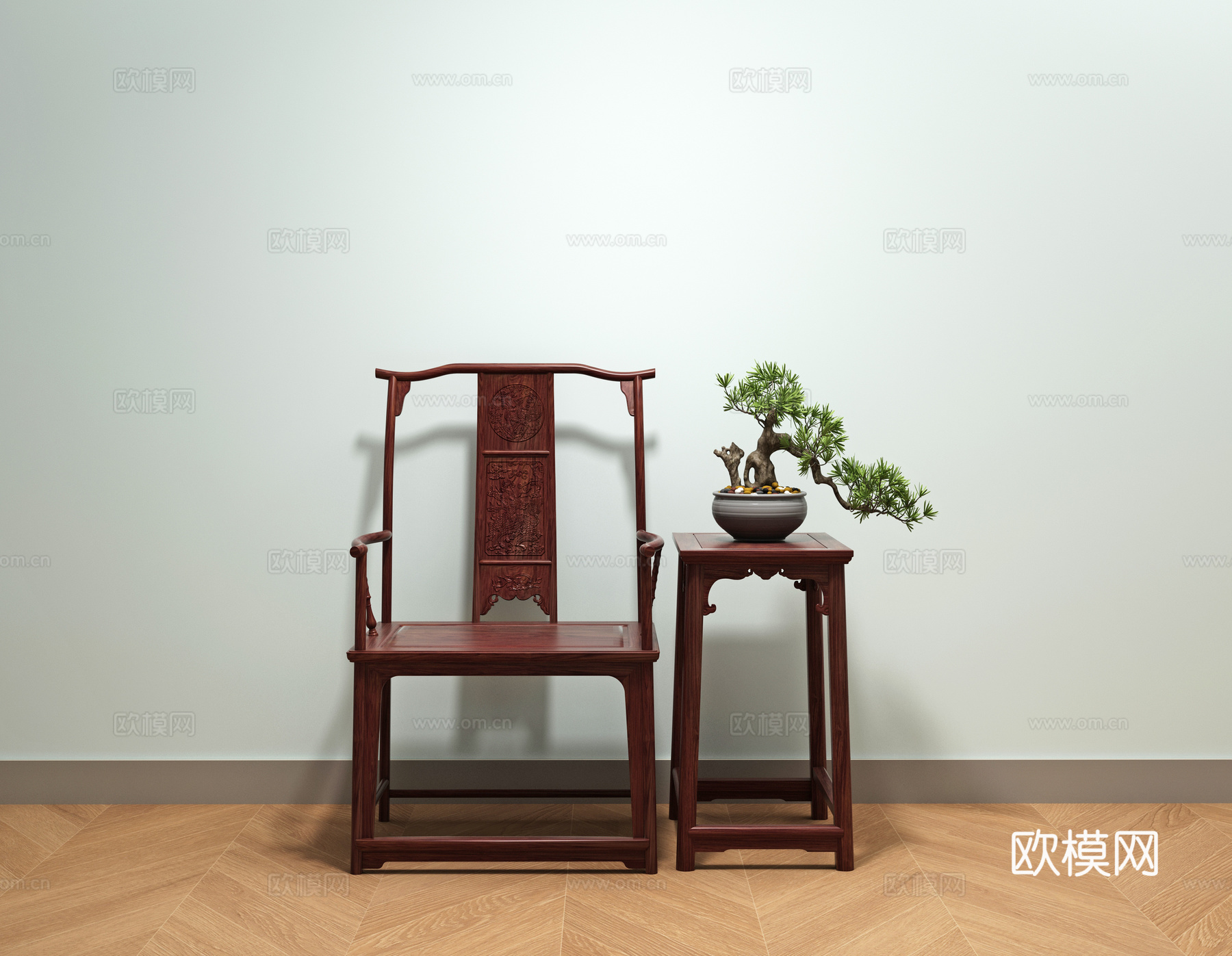 四出头官帽椅3d模型