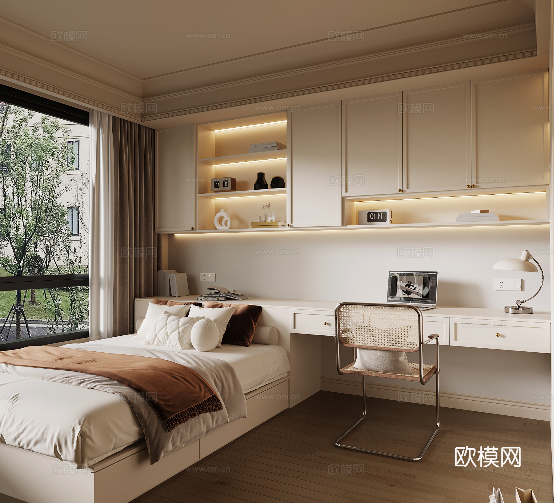 榻榻米卧室 现代卧室su模型