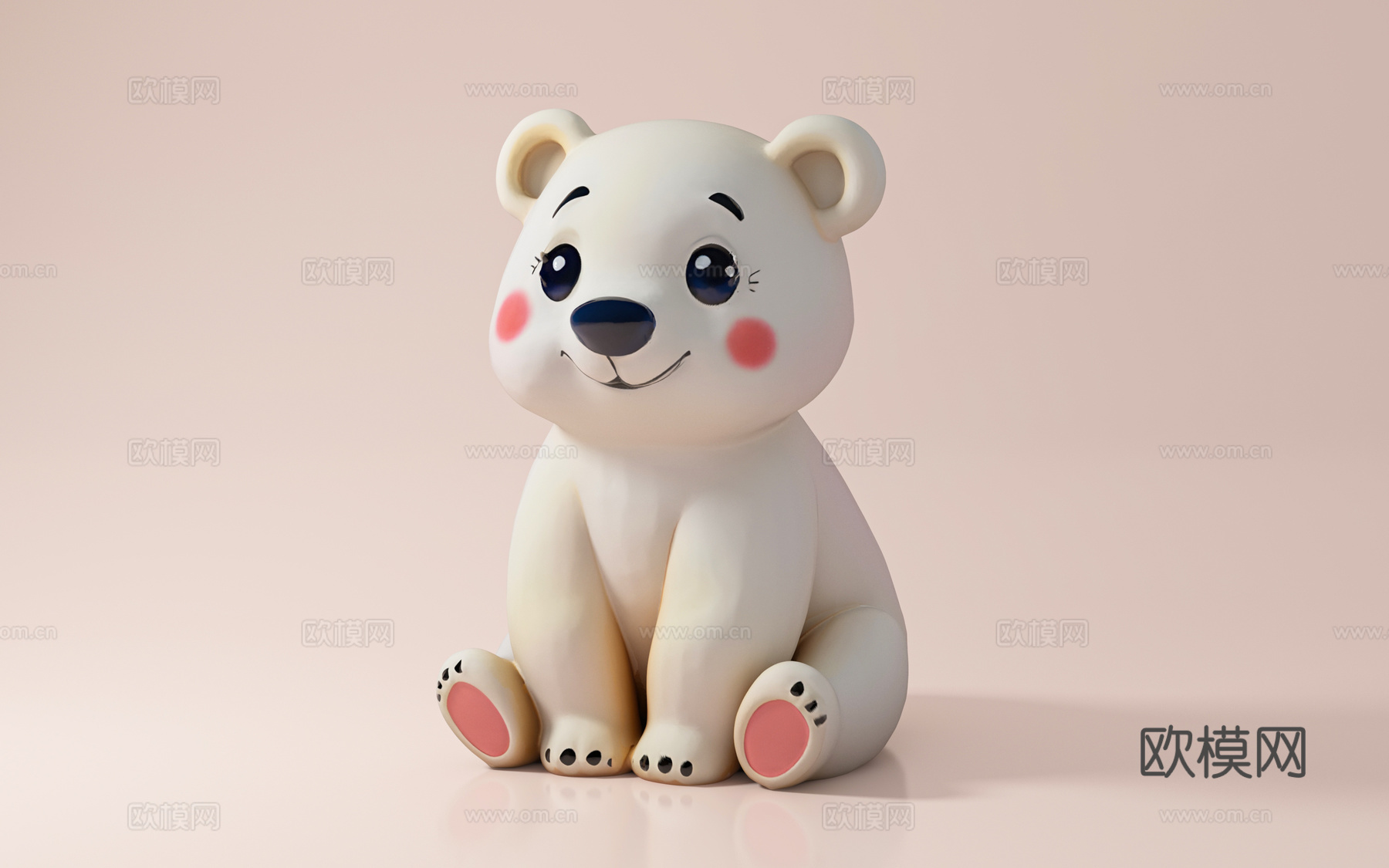 白熊 北极熊 卡通动物 美陈合影 打卡点IP 手办摆件道具3d模型