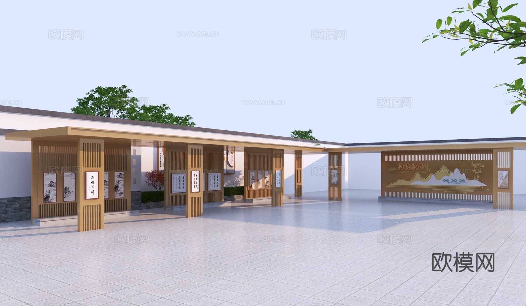 新中式文化长廊3d模型