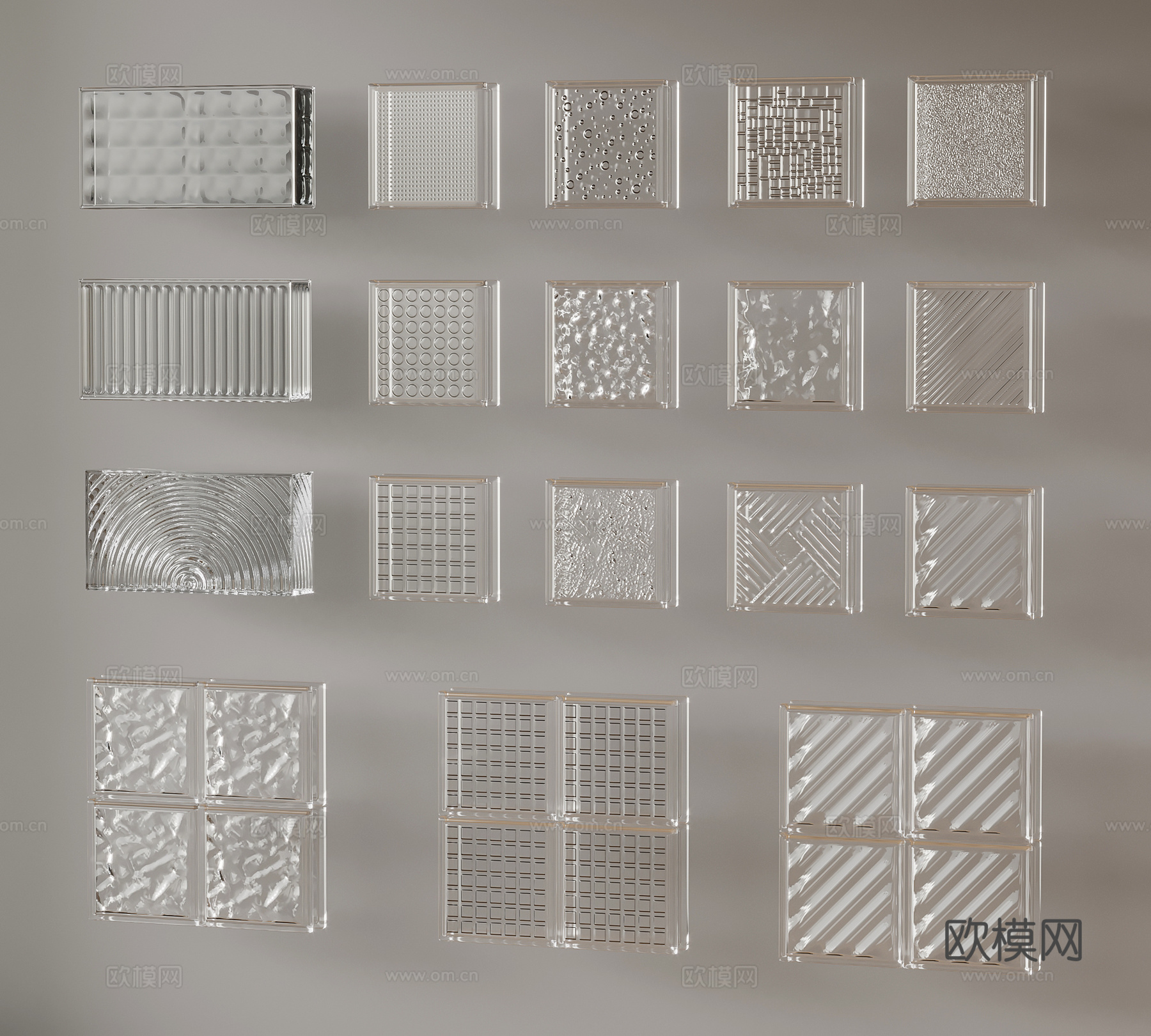 隔断 现代玻璃砖隔断 水晶砖 玻璃砖屏风3d模型