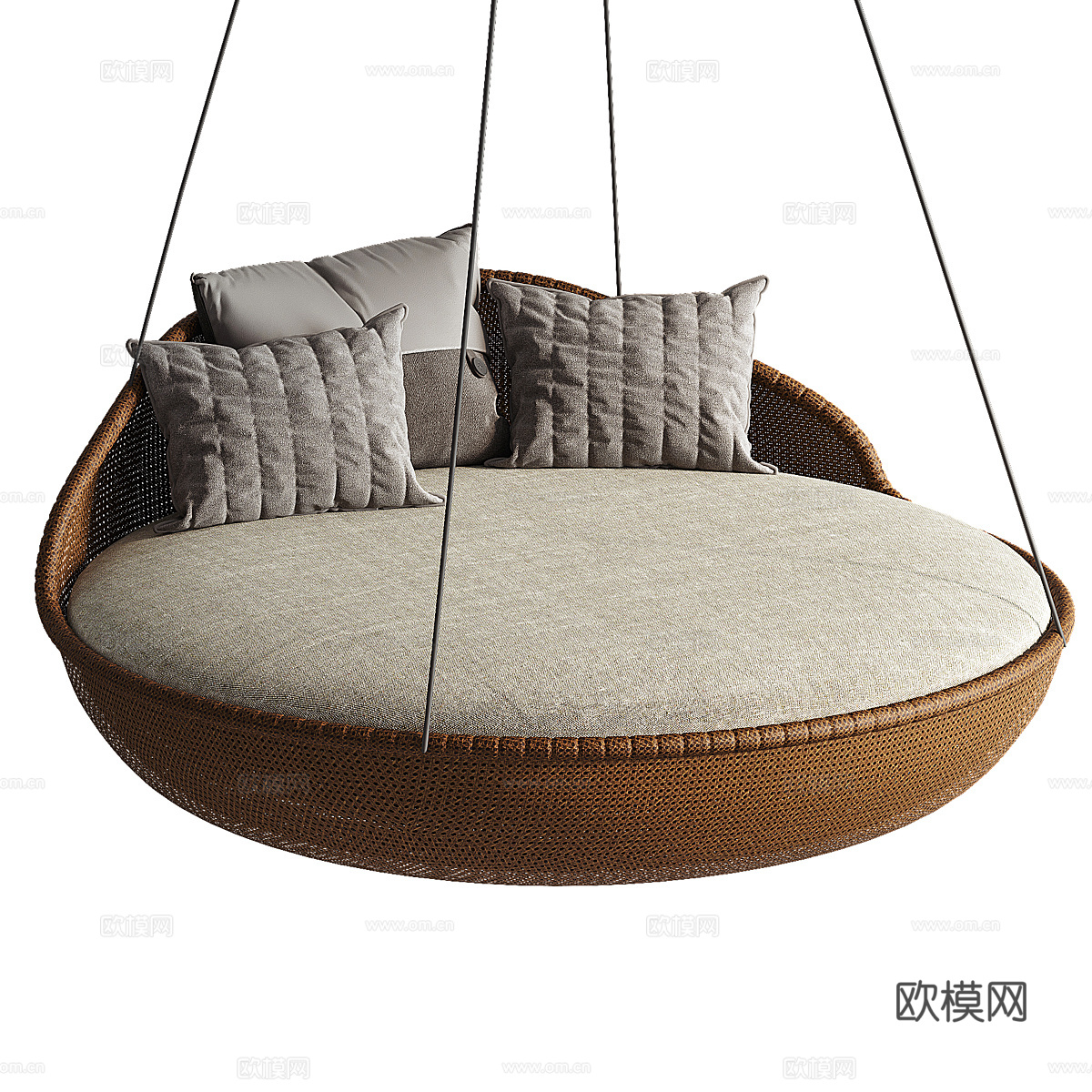 新中式藤编吊椅 秋千椅 吊床3d模型