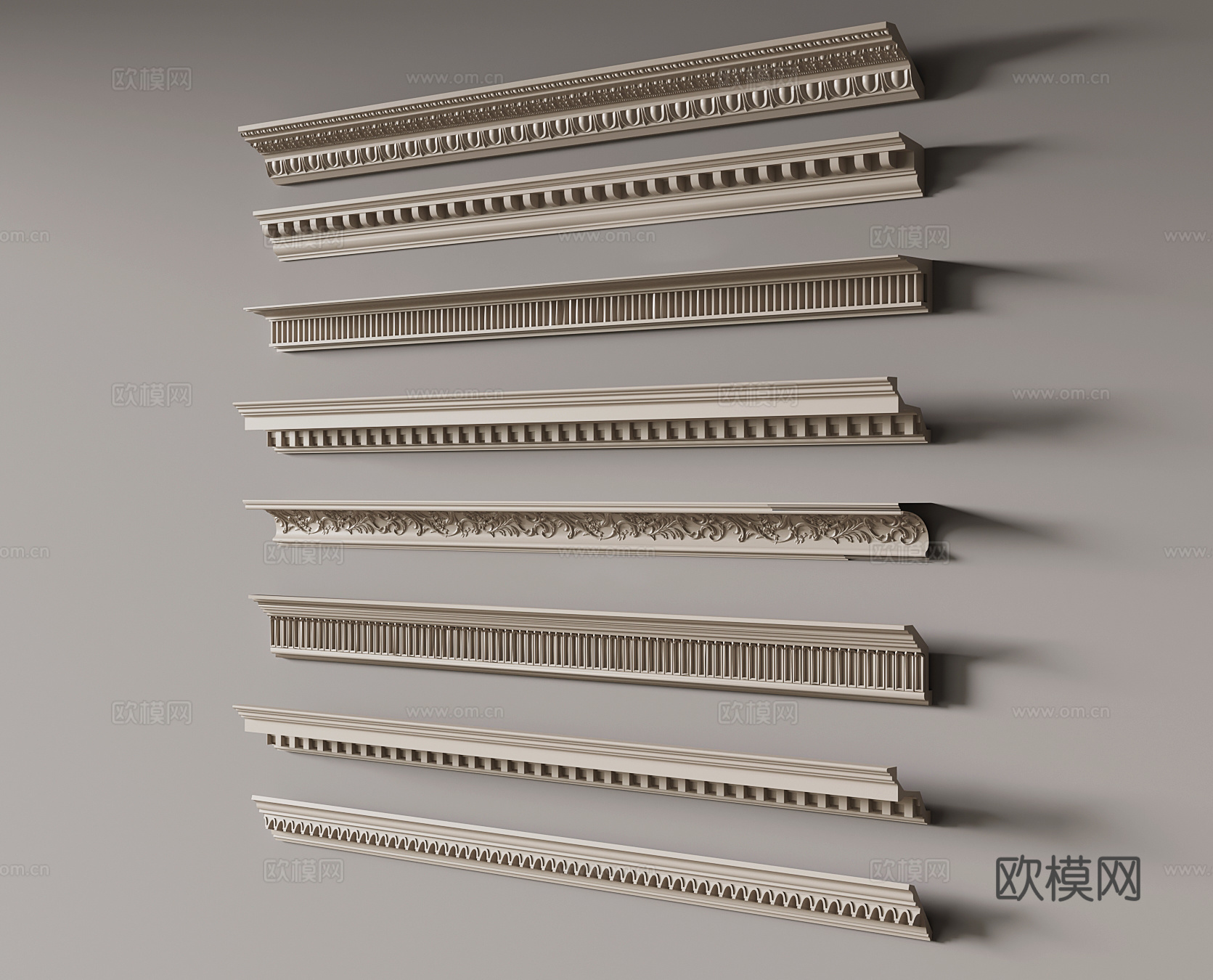 线条 欧式石膏雕花线条3d模型
