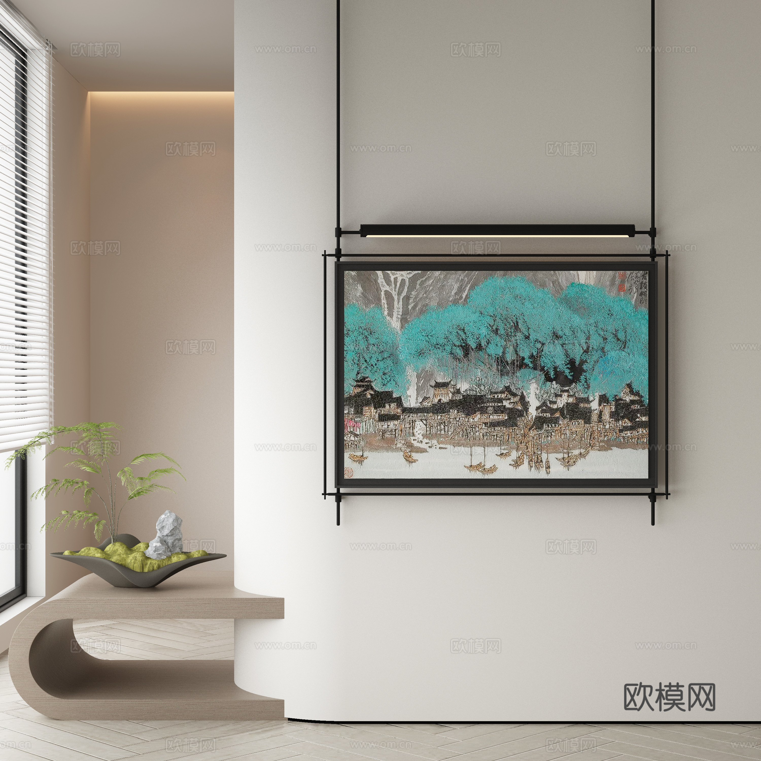 新中式侘寂挂画 油画3d模型