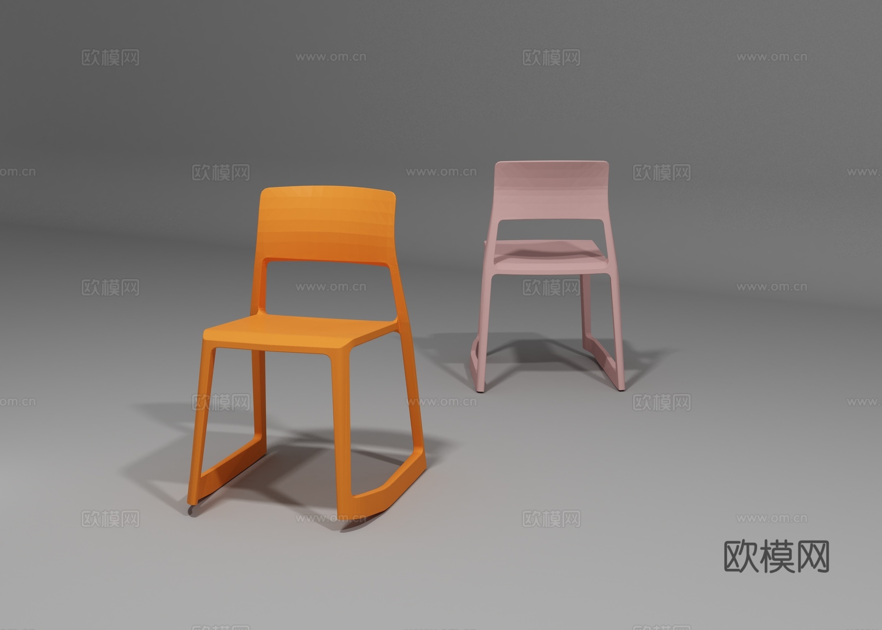 塑料聚乙烯一体成型椅子3d模型