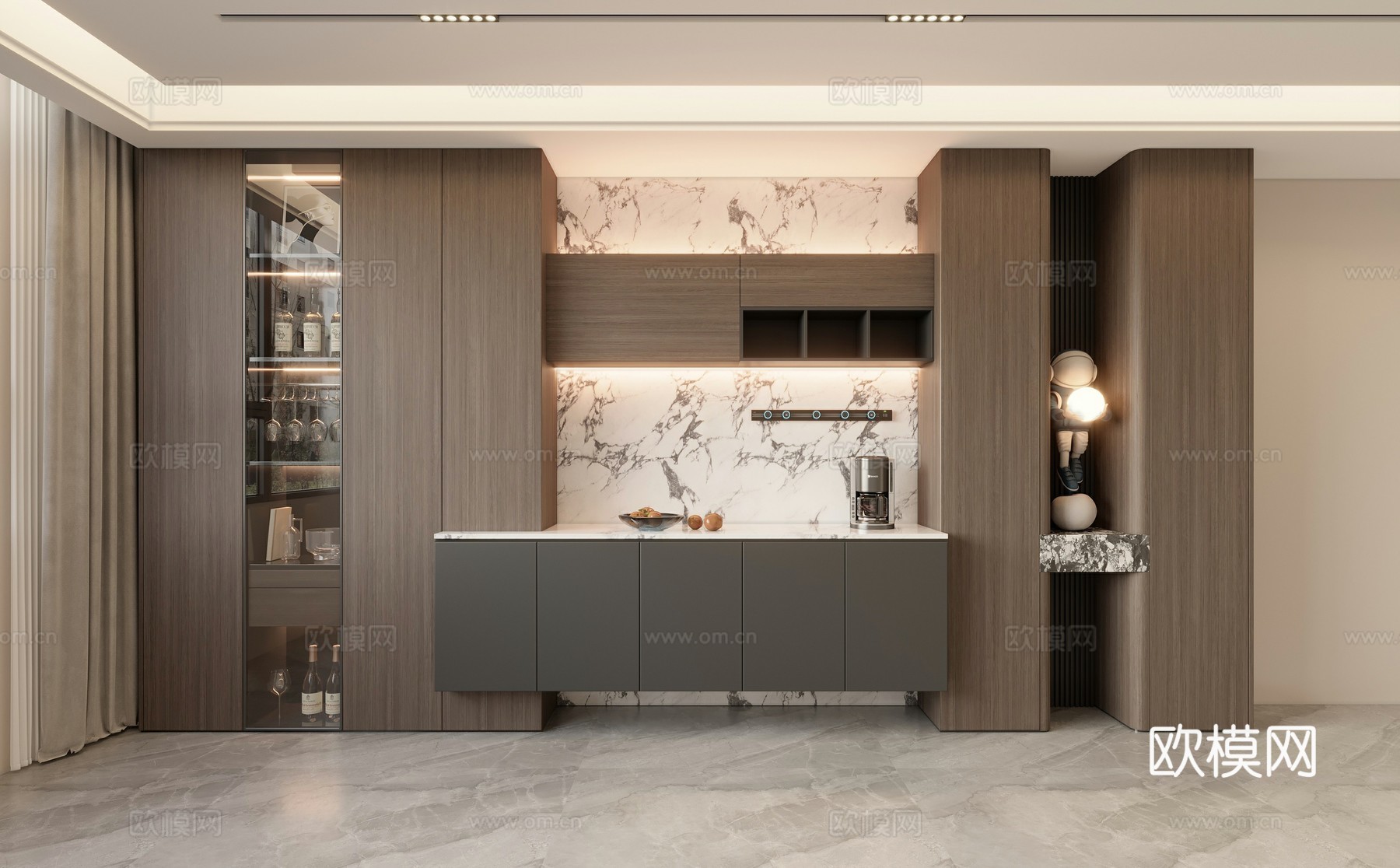 现代意式酒柜3d模型下载