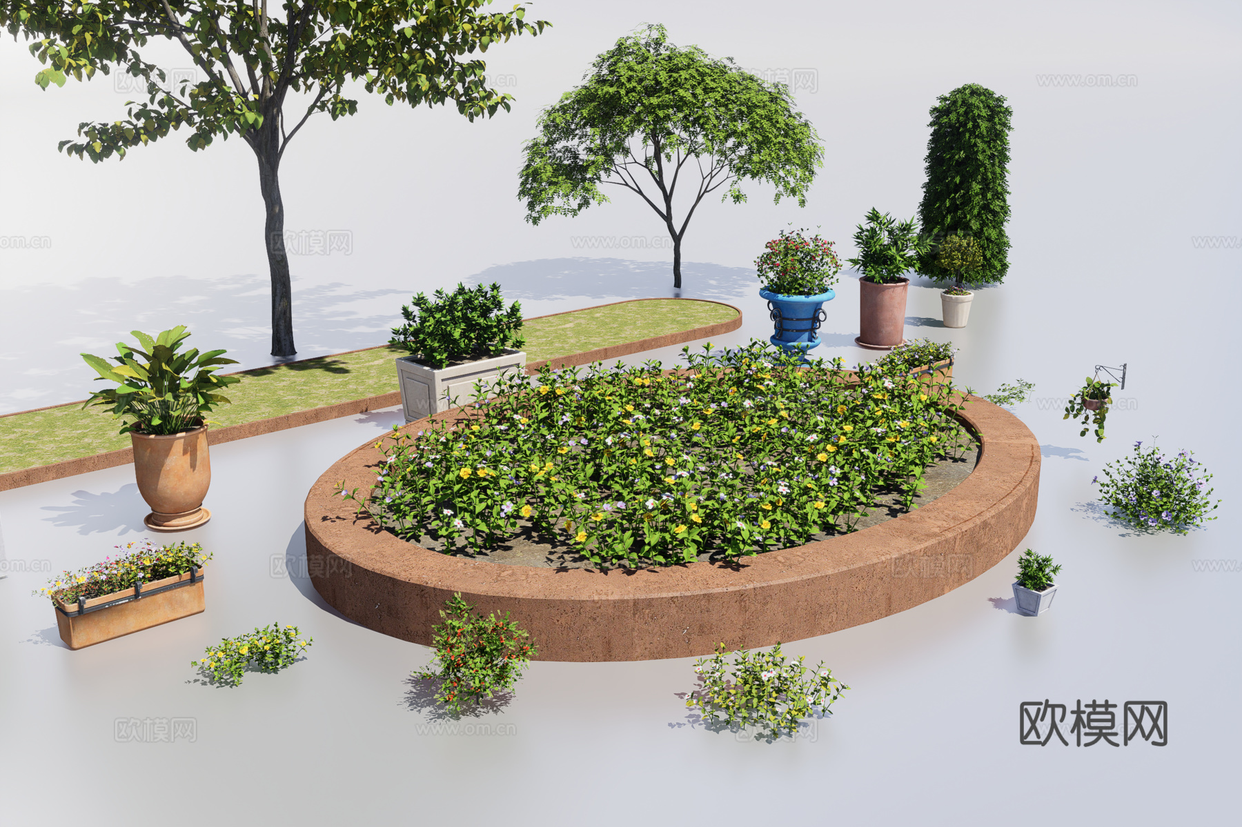 城市植物盆栽3d模型