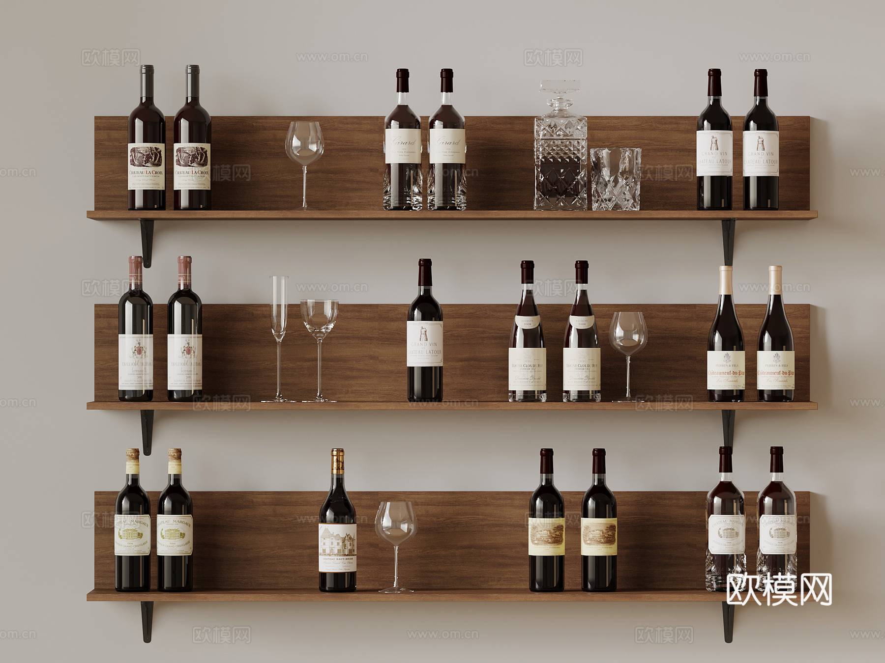 酒具 现代酒水 红酒 酒杯酒瓶su模型