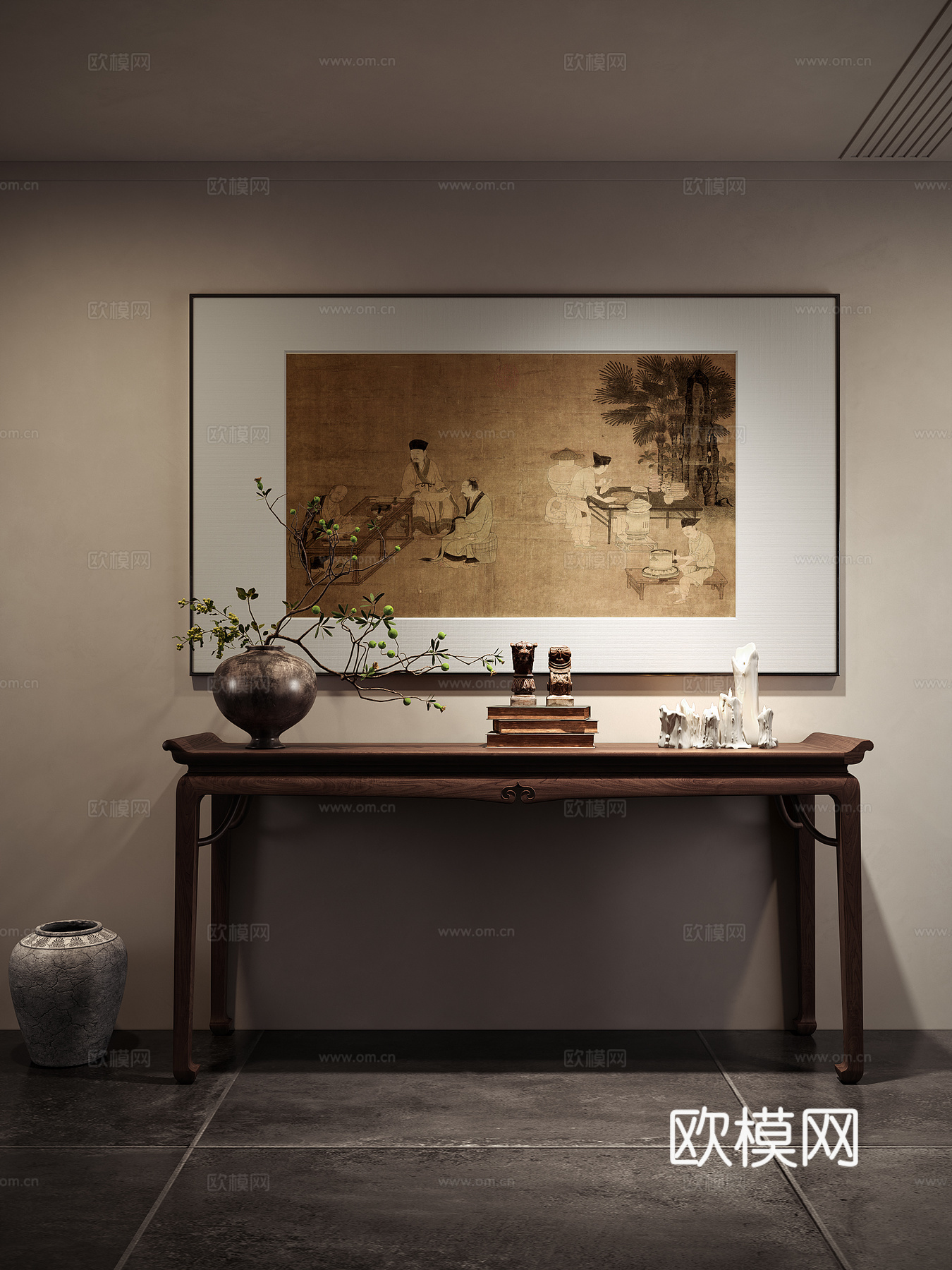 新中式条案端景su模型