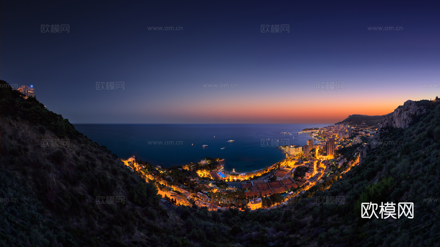 夜晚的摩纳哥风景