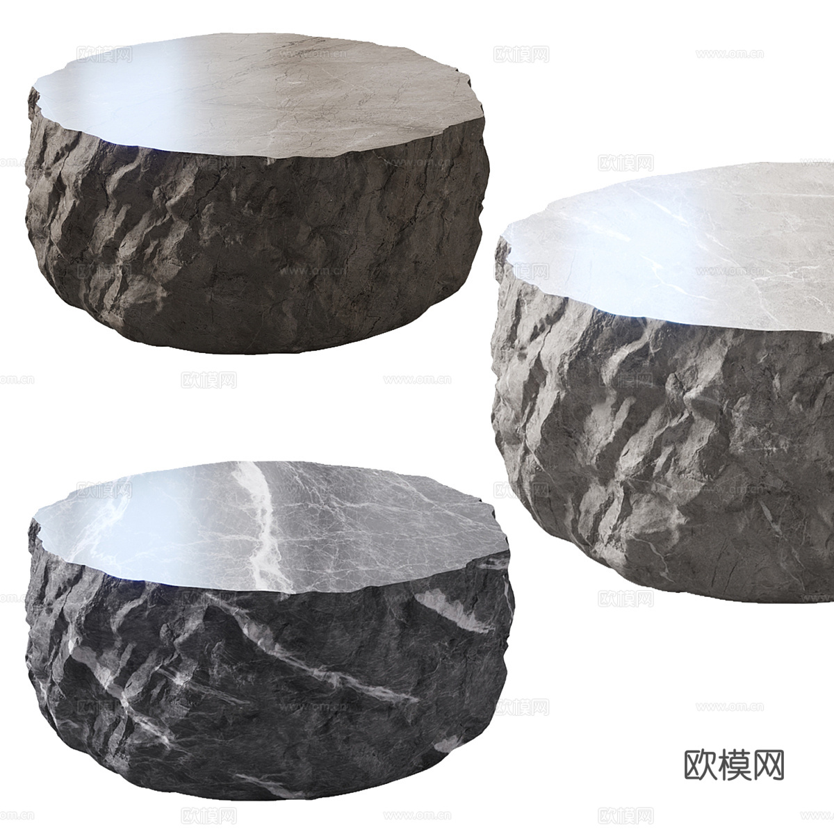 现代意式极简石桌3d模型