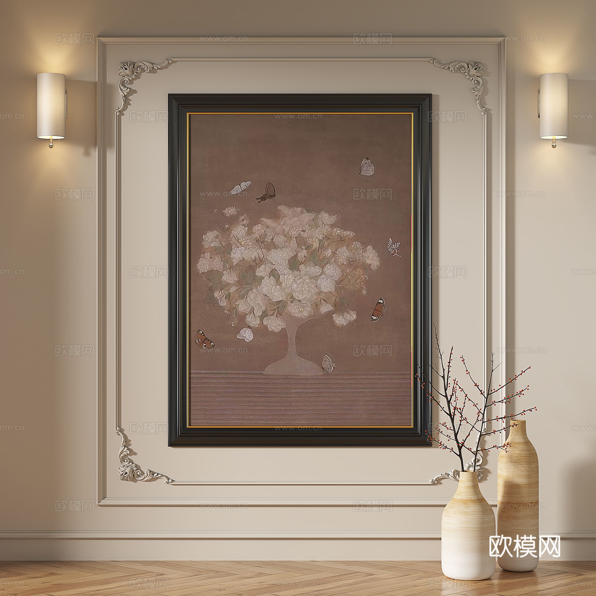 现代，复古，中古，法式，轻奢，油画，装饰画3d模型