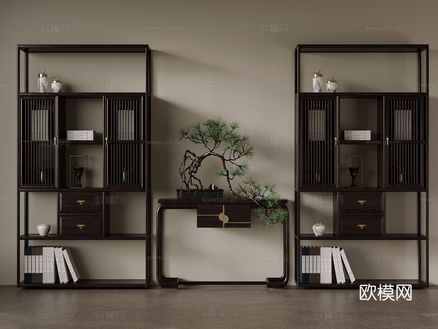 茶柜 新中式茶柜 博古架3d模型
