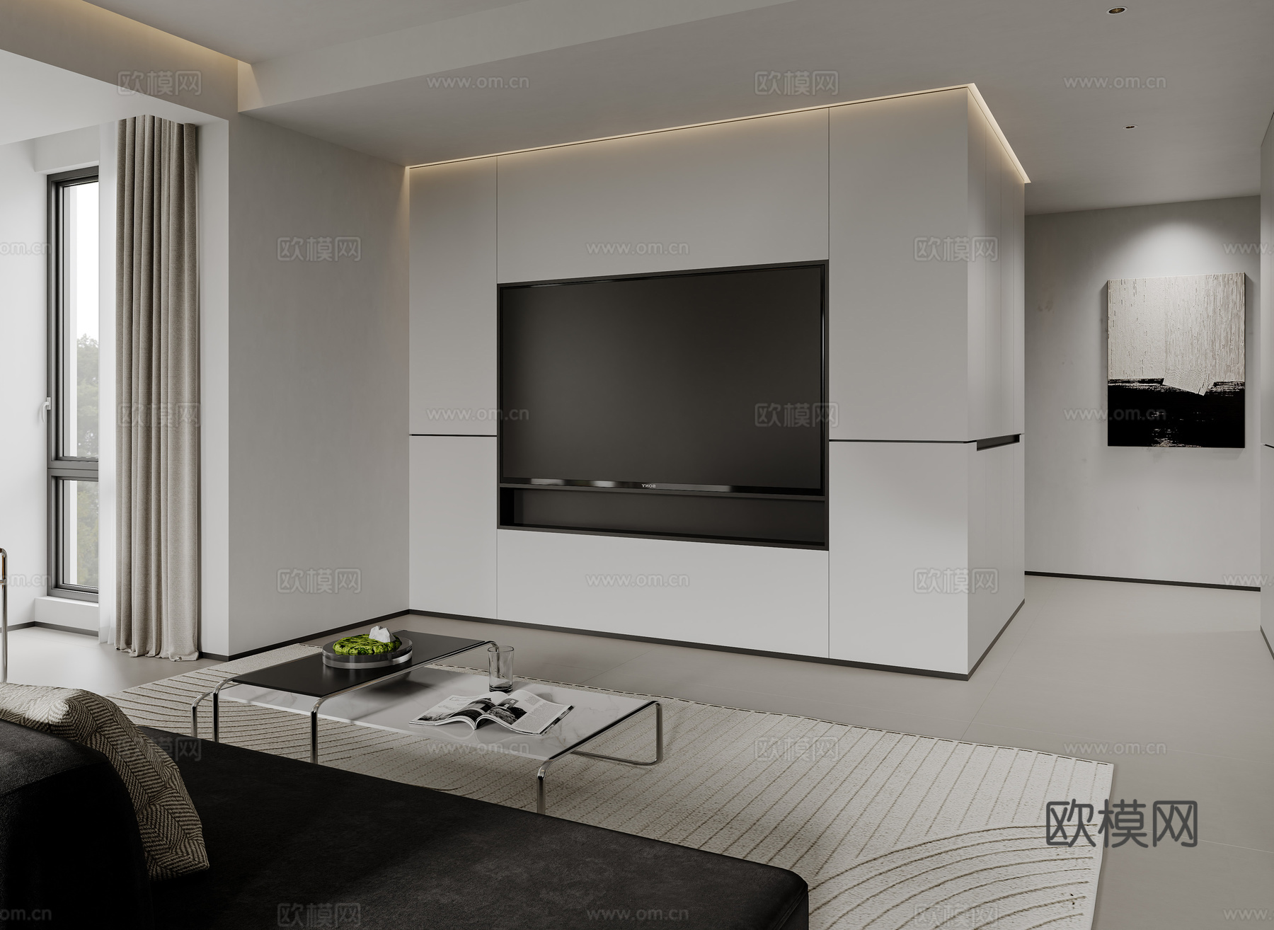 现代极简客餐厅3d模型