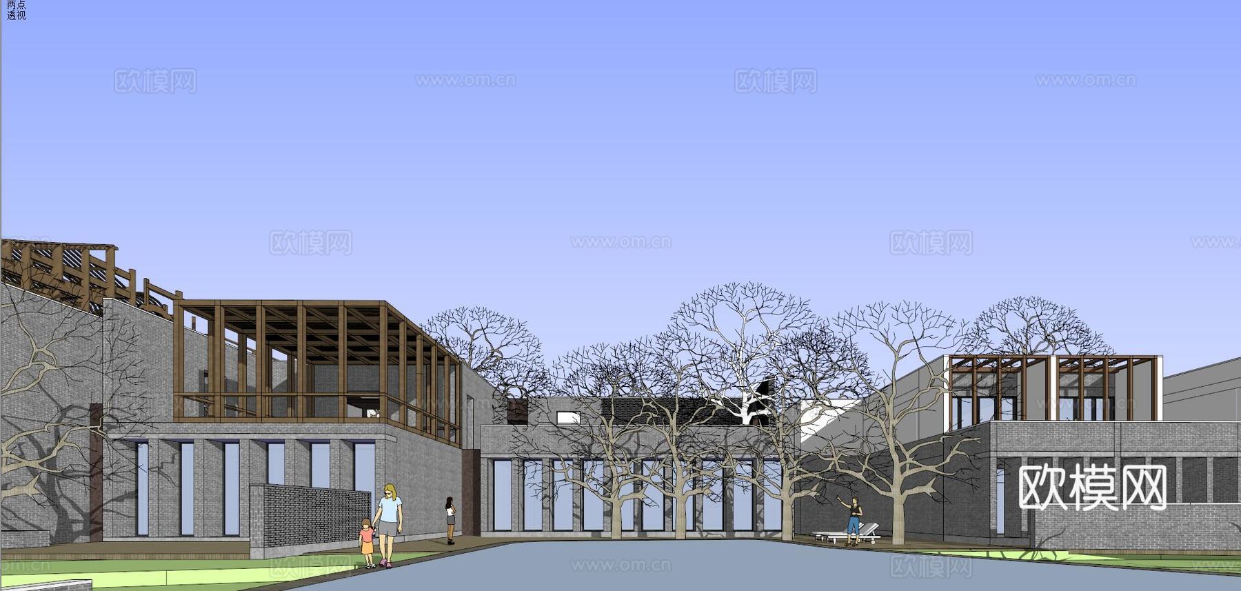 万科棠樾居住区会所 中式su模型