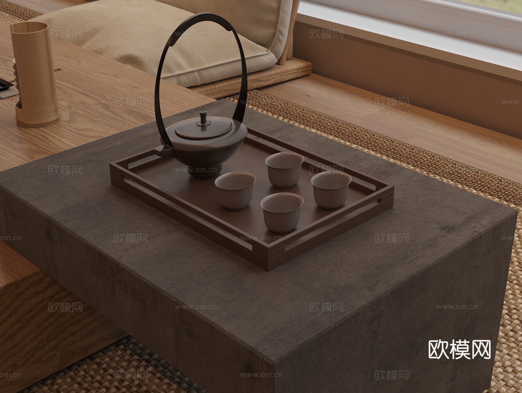 茶具组合su模型