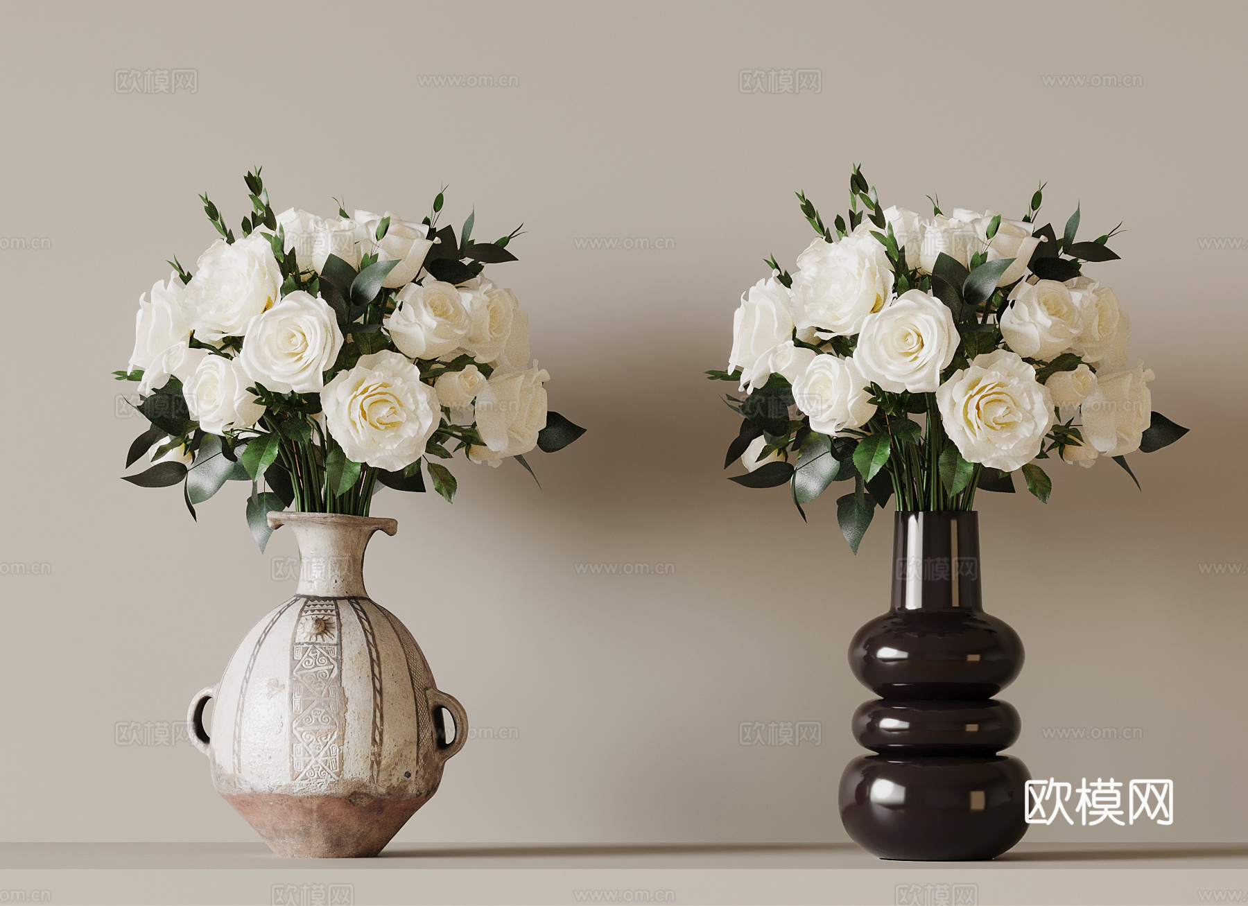 法式花瓶花艺 中古风花瓶花艺3d模型