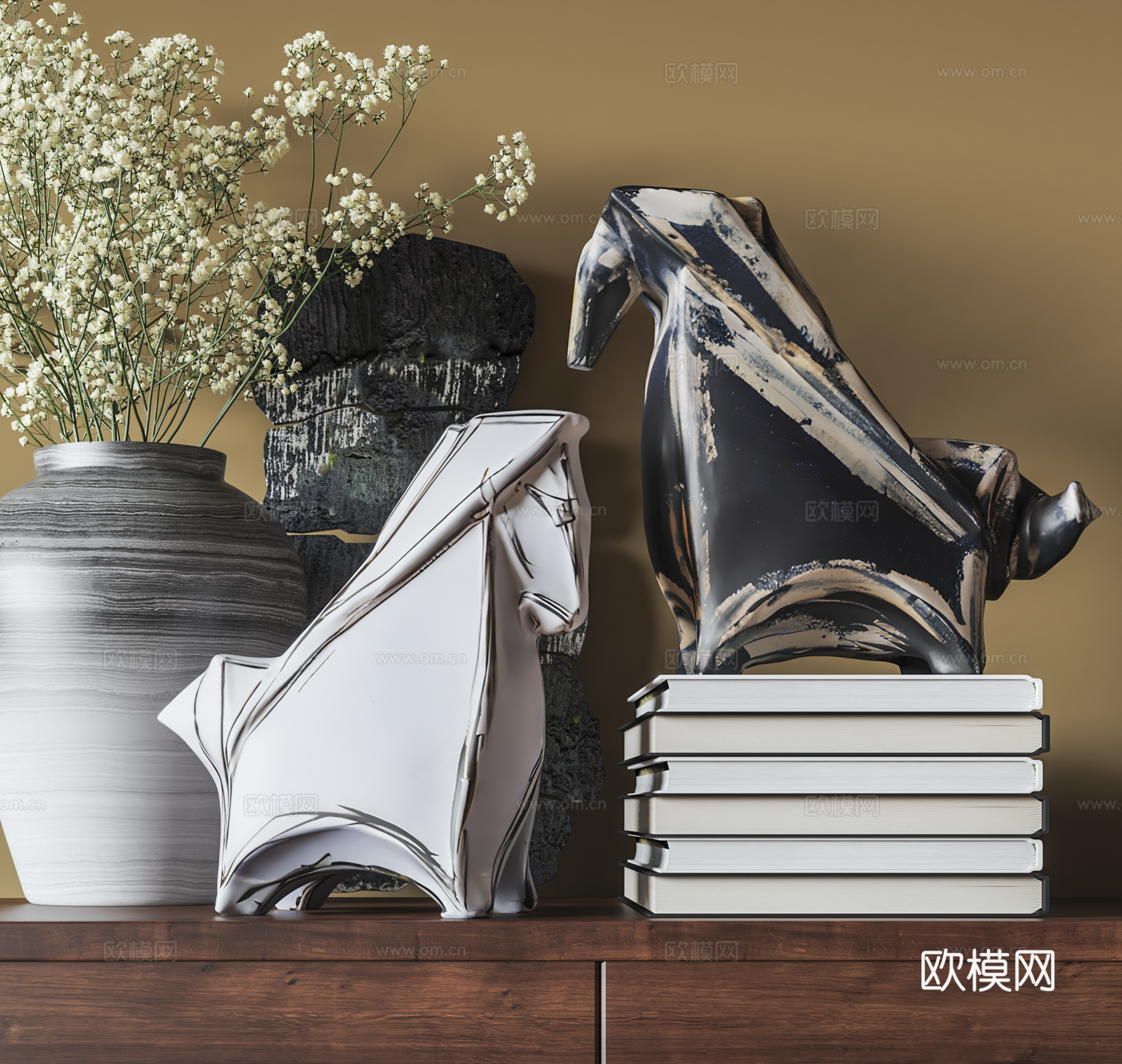中古马雕塑3d模型