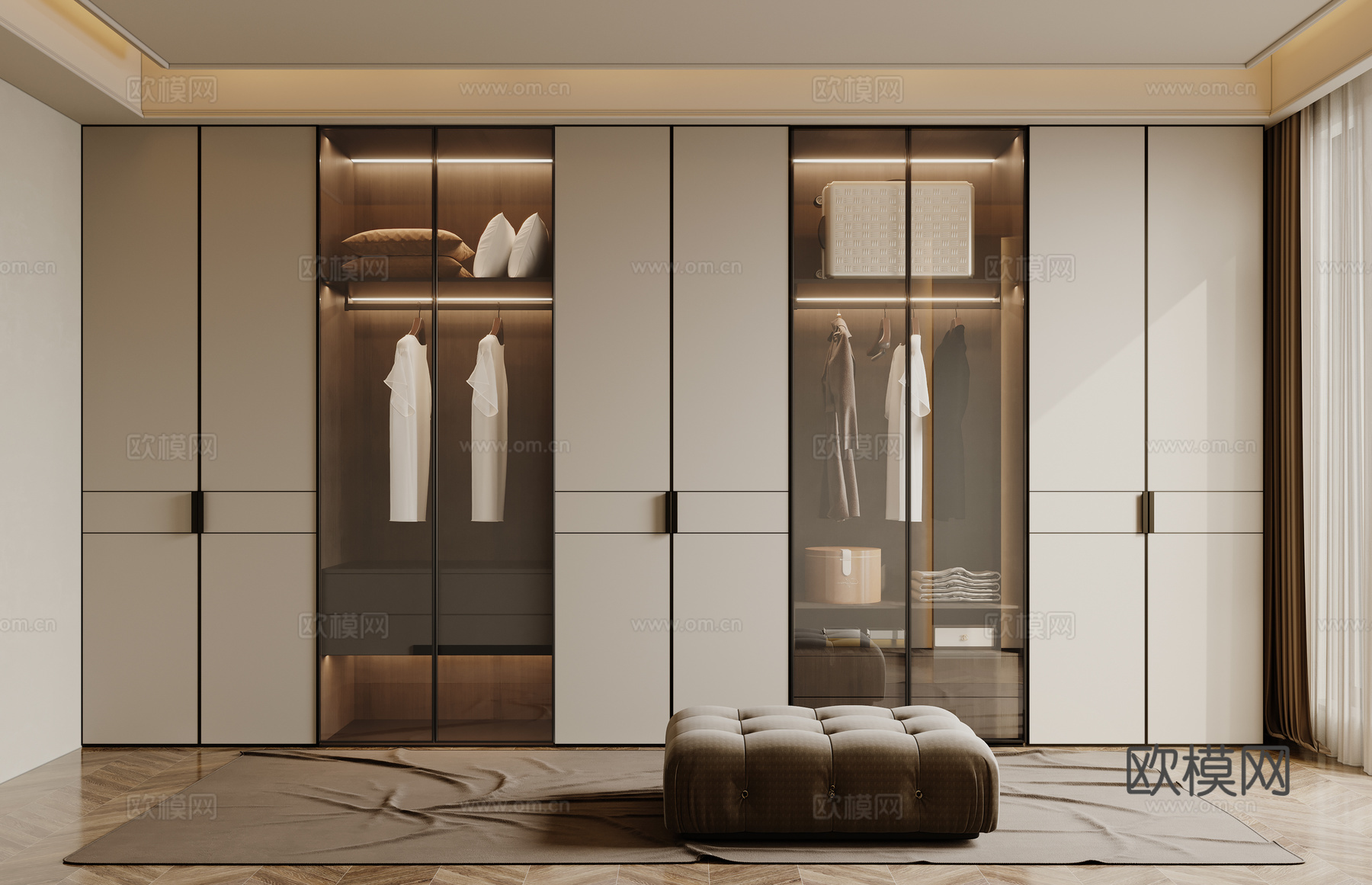 现代衣柜3d模型下载