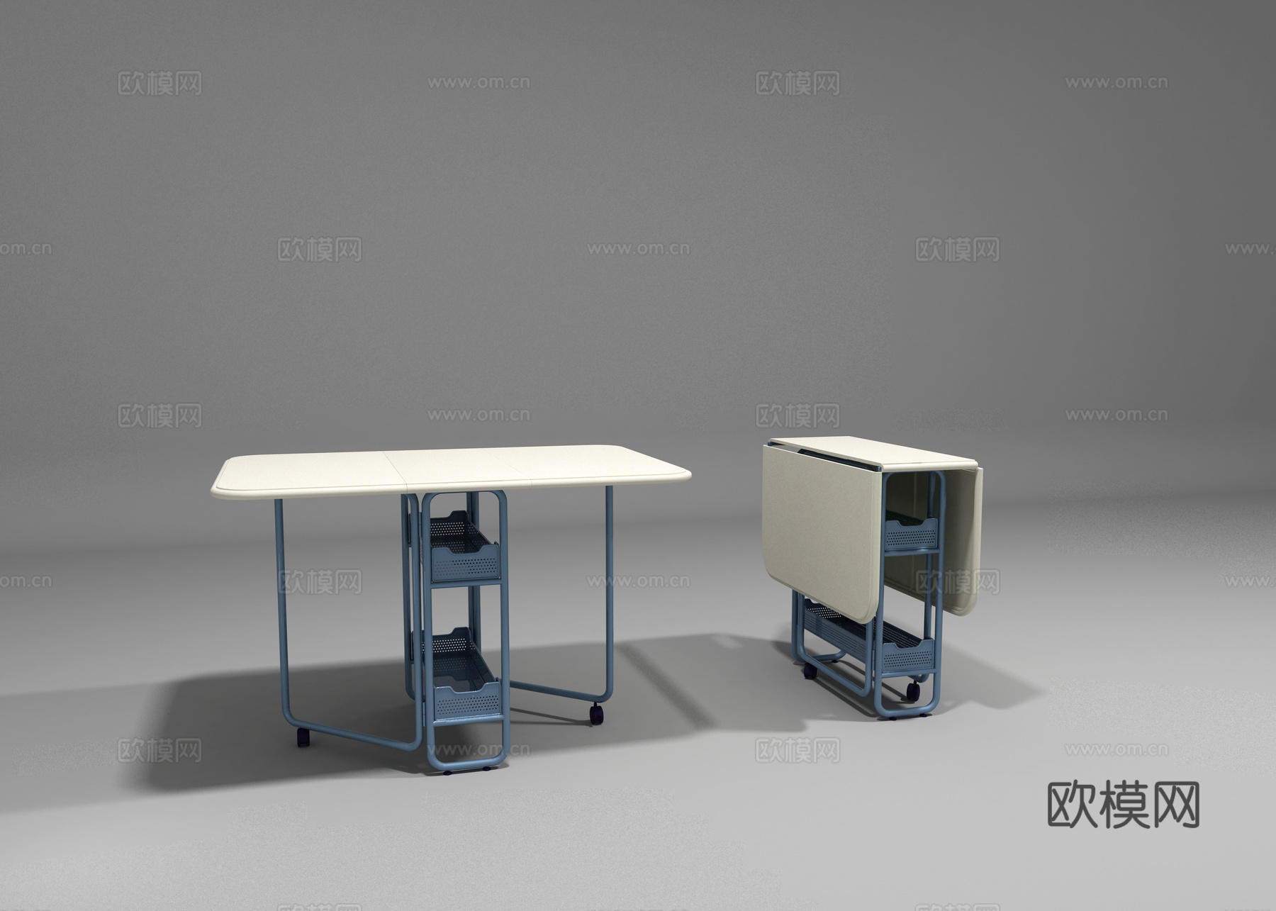现代塑料铁艺折叠餐桌3d模型