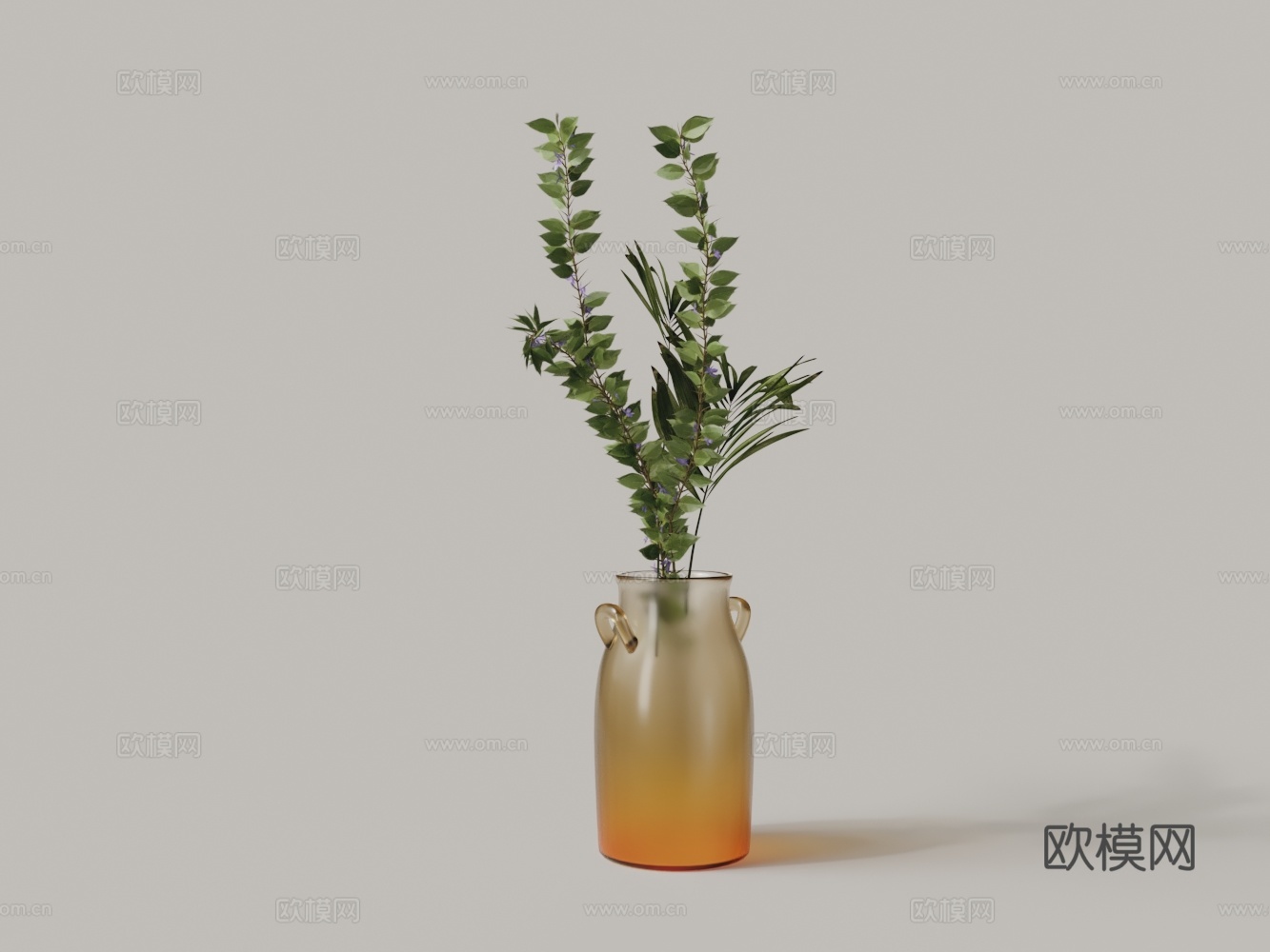 现代玻璃花瓶植物花艺3d模型