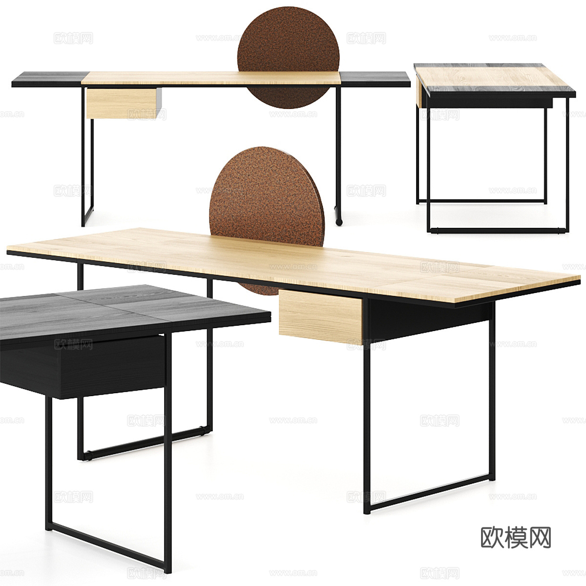 现代意式极简书桌3d模型