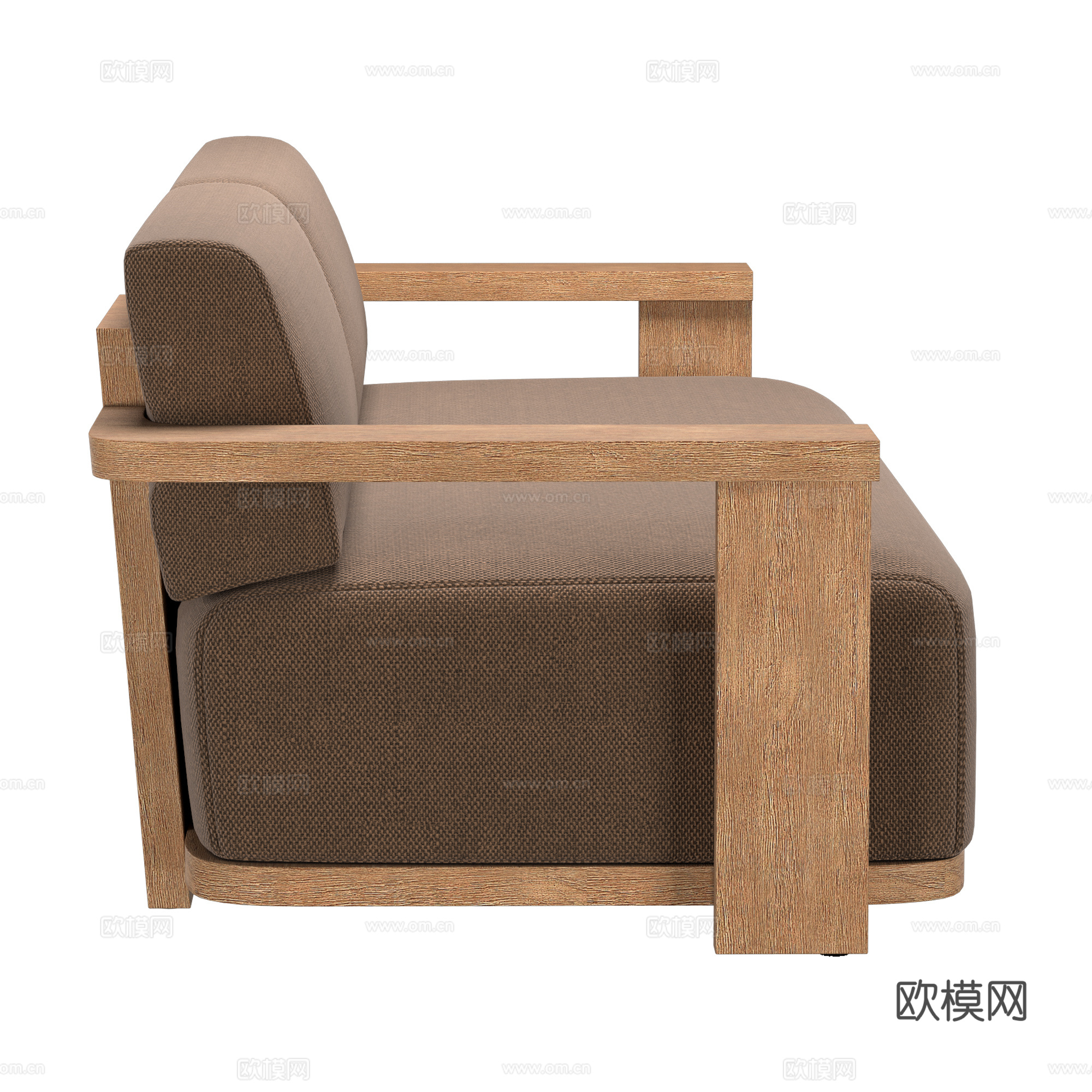 新中式 TAVIRA 木质布艺休闲沙发3d模型