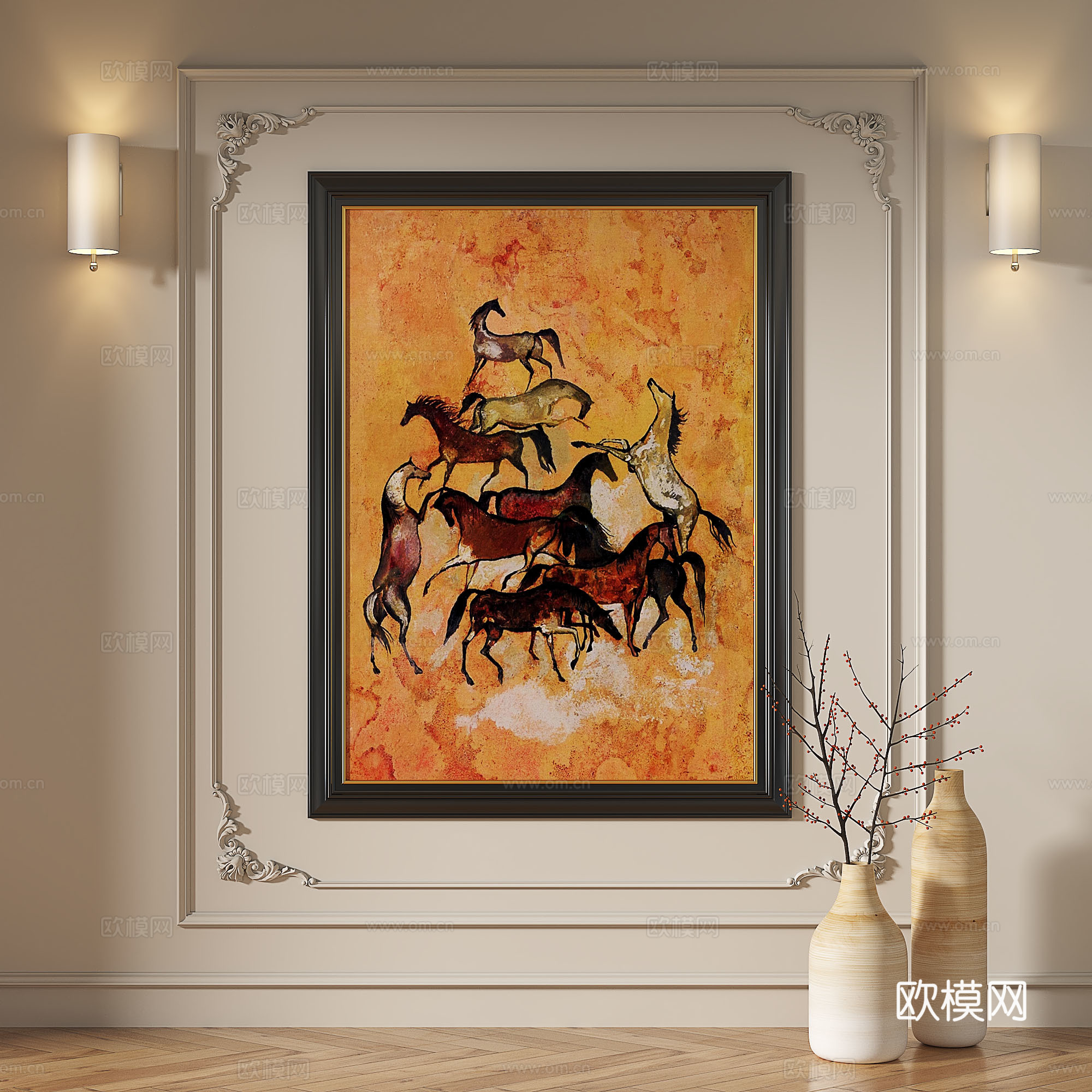 现代，复古，中古，法式，轻奢，油画，装饰画3d模型