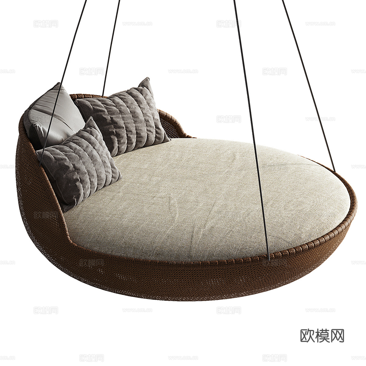 新中式藤编吊椅 秋千椅 吊床3d模型
