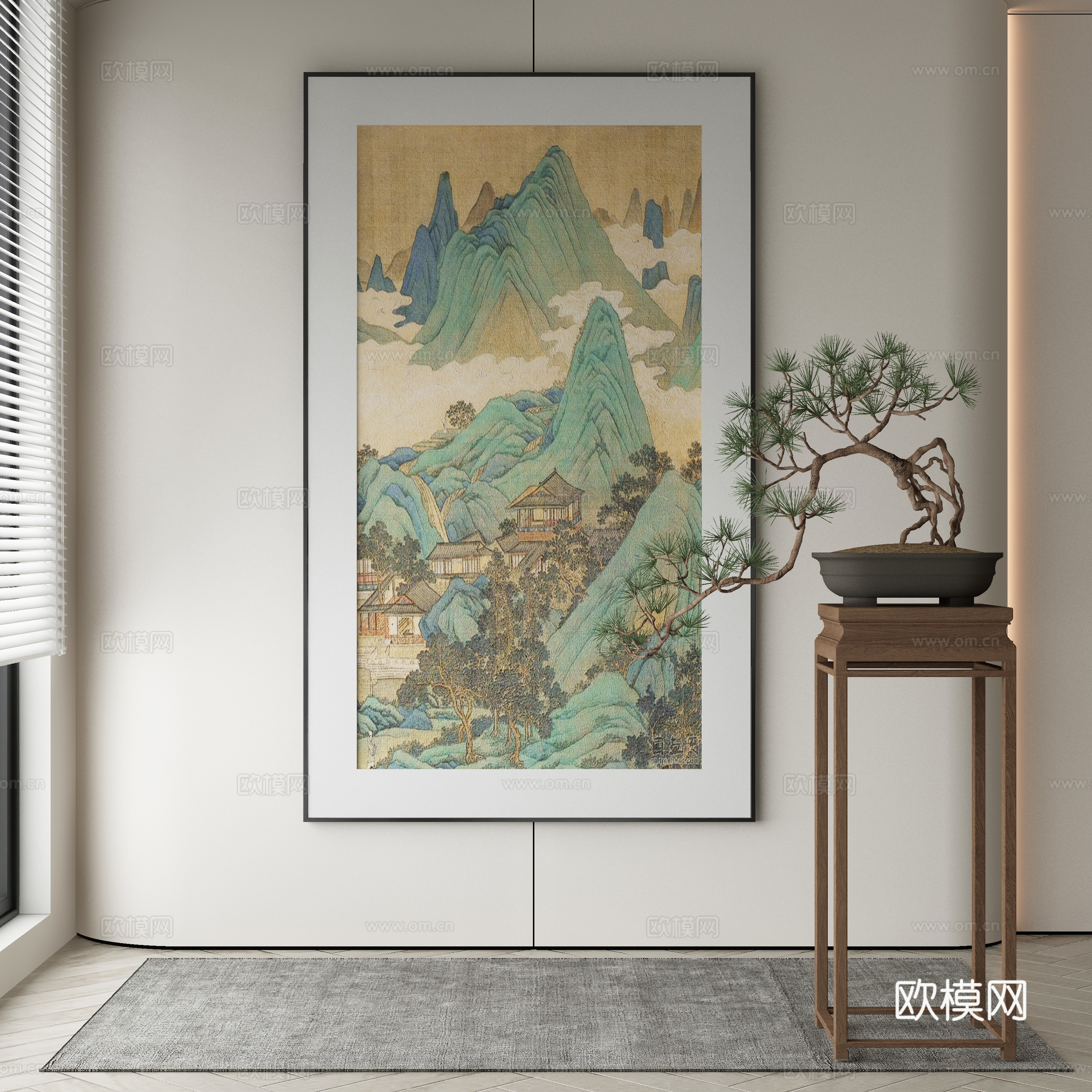 新中式侘寂挂画 油画3d模型