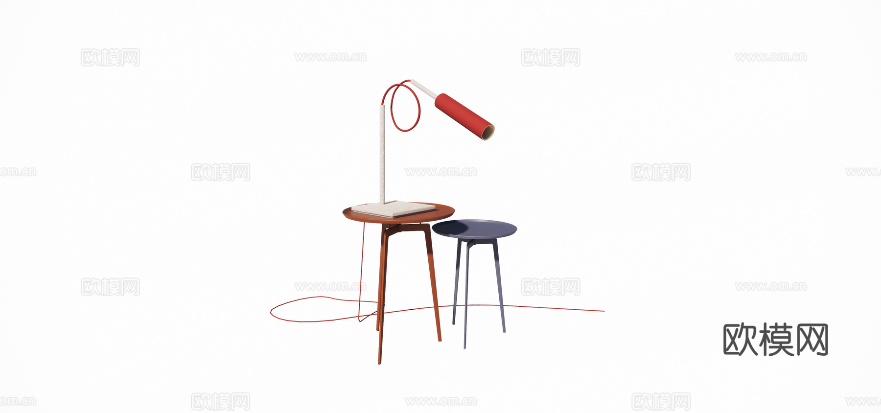 现代简约红色台灯su模型