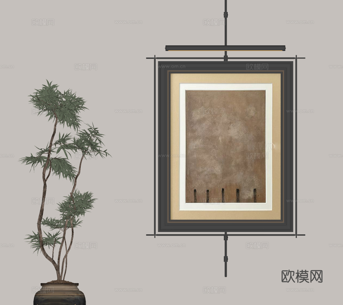 中古复古挂画su模型