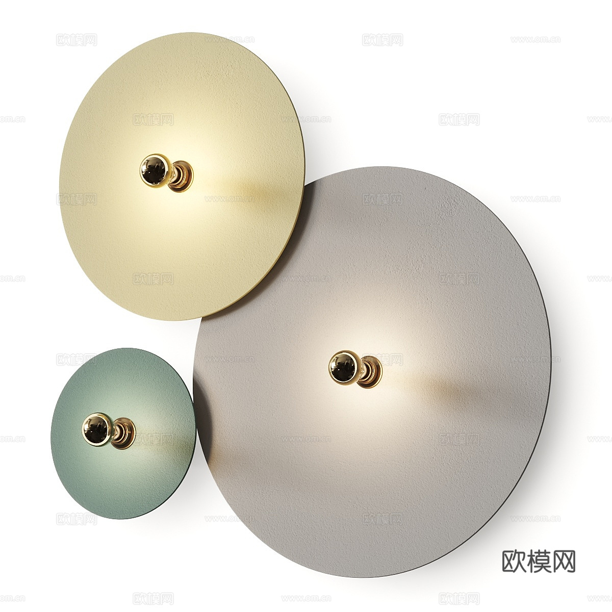 新中式轻奢圆盘金属壁灯3d模型