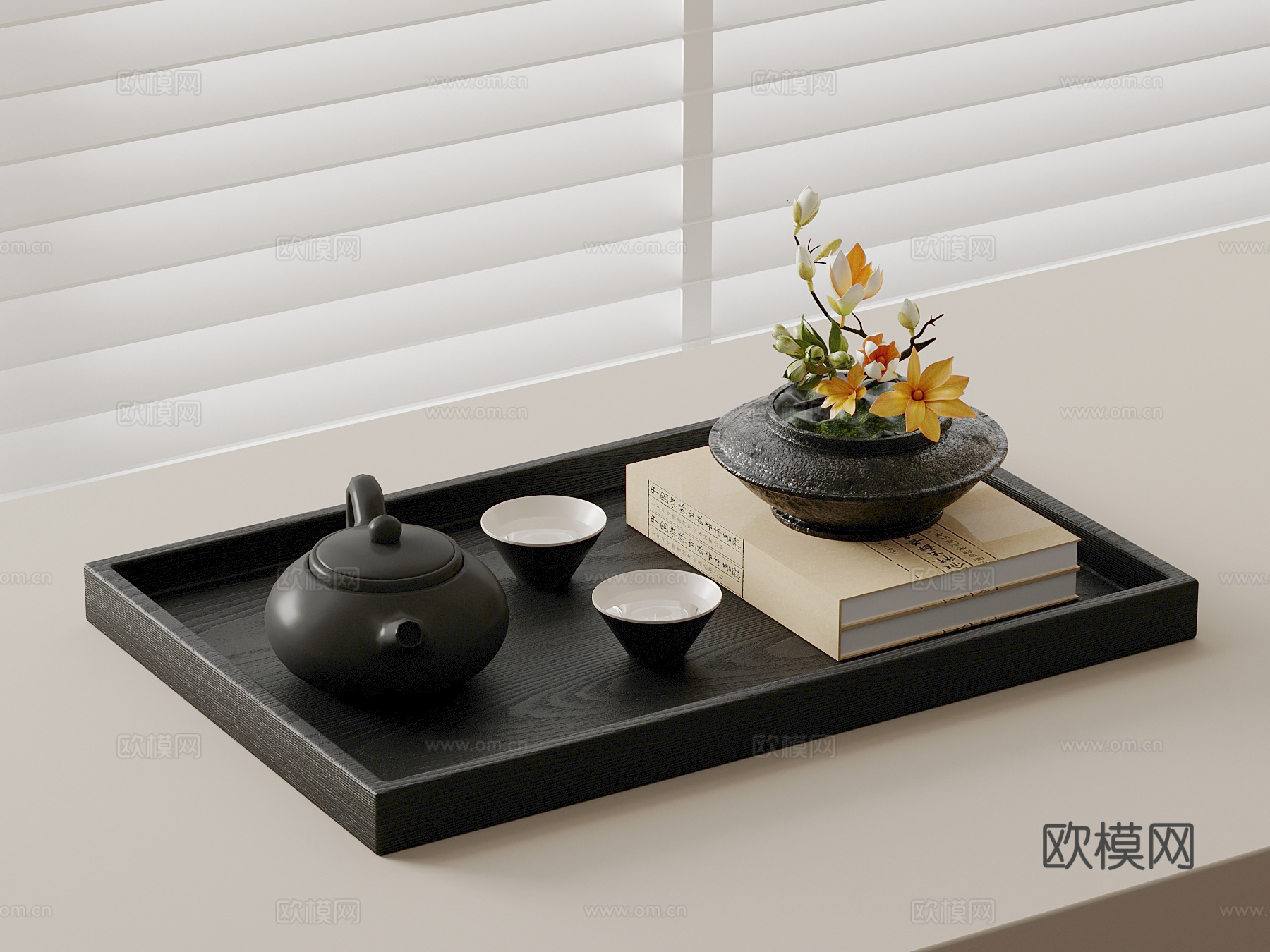 茶具 新中式茶具 茶壶 茶杯su模型